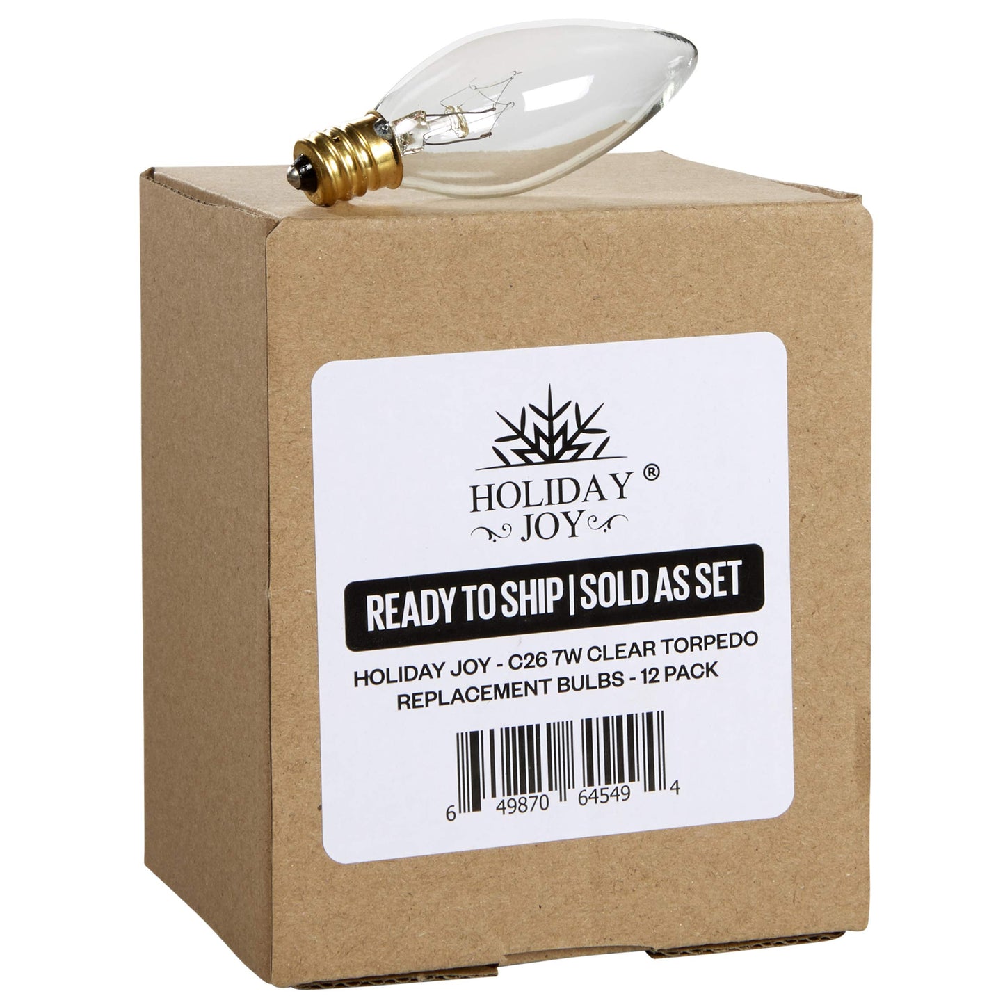Holiday Joy Candelabra Replacement Bulbs - 7W, Clear Glass, E12 Base, 12 Pack