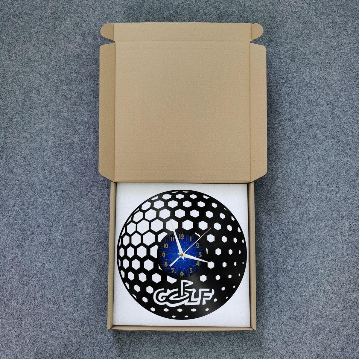 Generic Golf Club 2 12 Inch Vinyl Record Wall Clock - Silent, Creative, and Unique Clock for Living Room, Entryway, or Bedroom Decor Idea(12 inchs B with LED), Blue