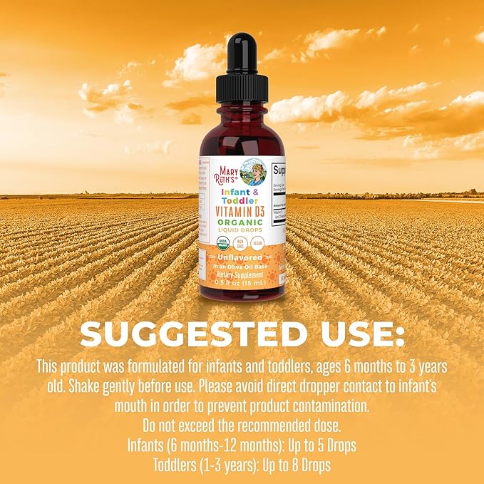 MaryRuth Organics Infant Precision Probiotics Colic & Vitamin D3 Drops | USDA Organic, Clean Label Project Verified® | Vitamins for Immune Support & Overall Wellness | Vegan, Non-GMO, Gluten Free