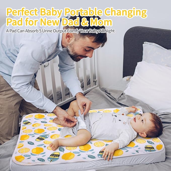 Diaper Changing Pads for Baby, Flower Change Mat, 3Layers Waterproof Change Pad Foldable Absorbent Mats for Women, Reusable Incontinence Underpads for Patient 24''x30''