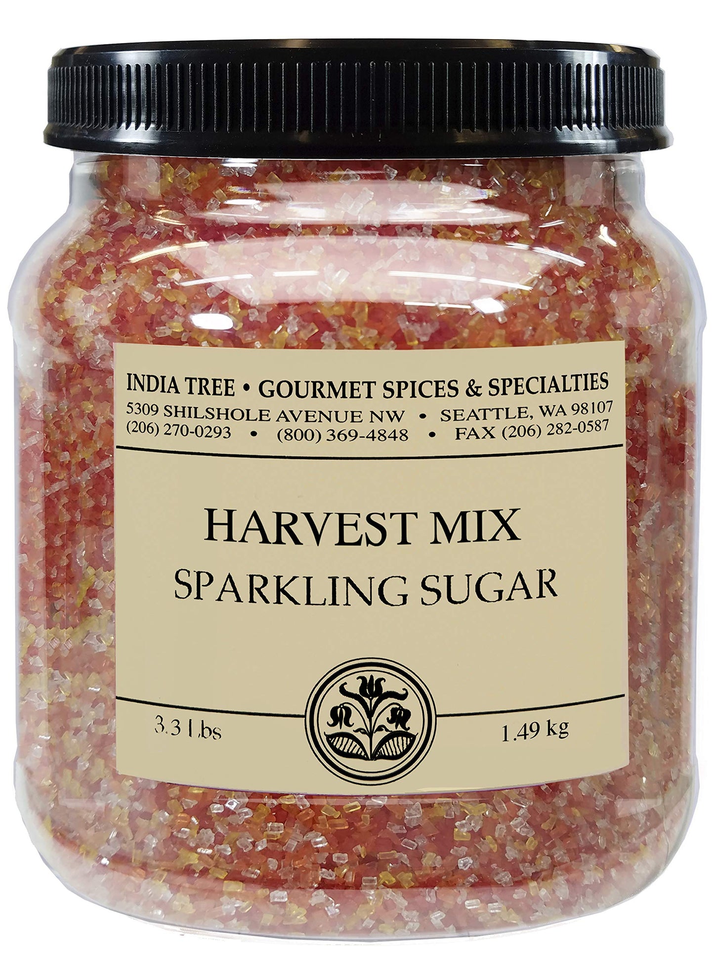 India Tree, Harvest Mix Sparkling Sugar, Canister | Shimmery Sugar Sprinkles for Baking and Decorating | 3.4 Lb (Pack of 2)
