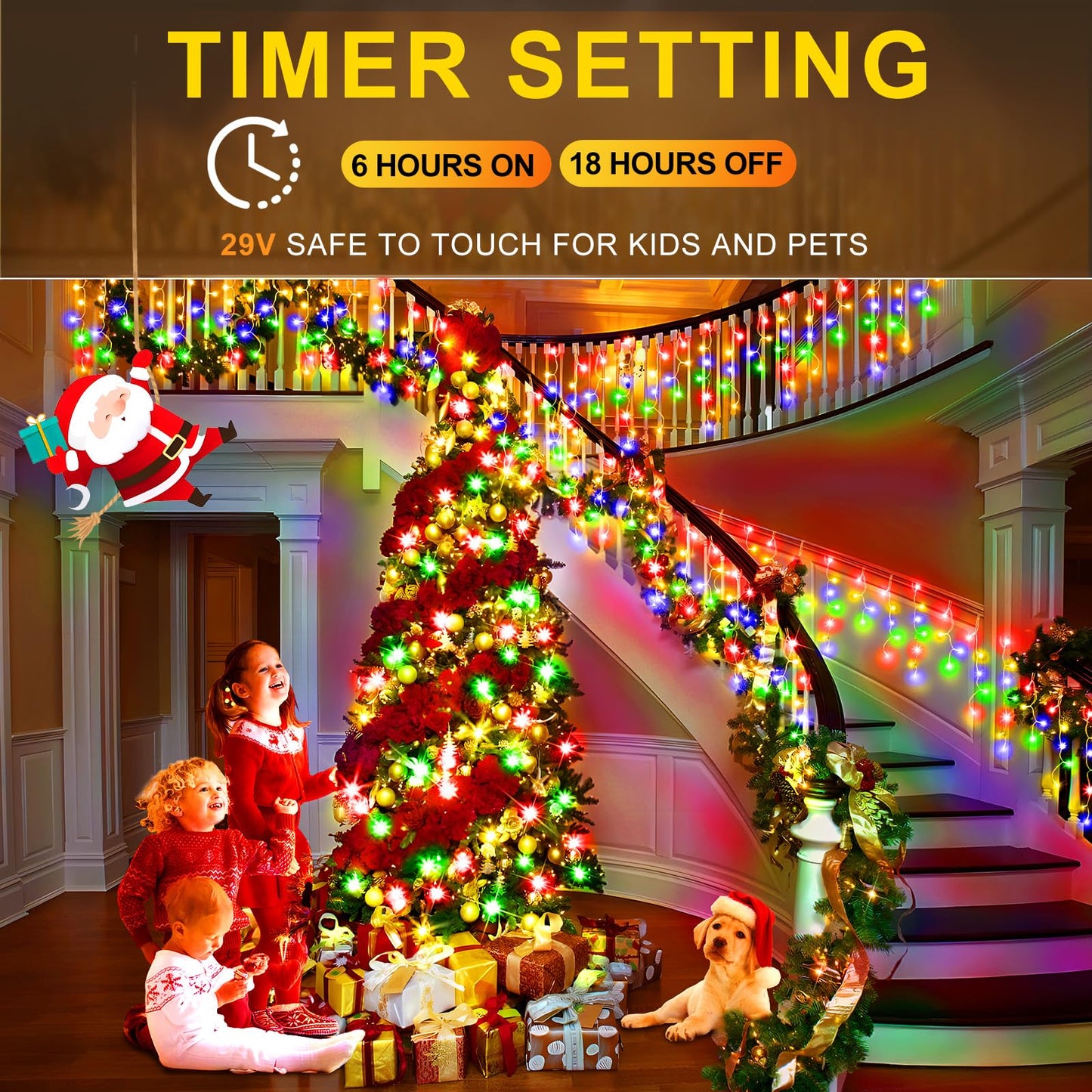 KNONEW LED Christmas Lights Multicolor 164FT 1600LED Waterproof 8 Modes Fairy String Lights Model KN-1000-LIG168-01