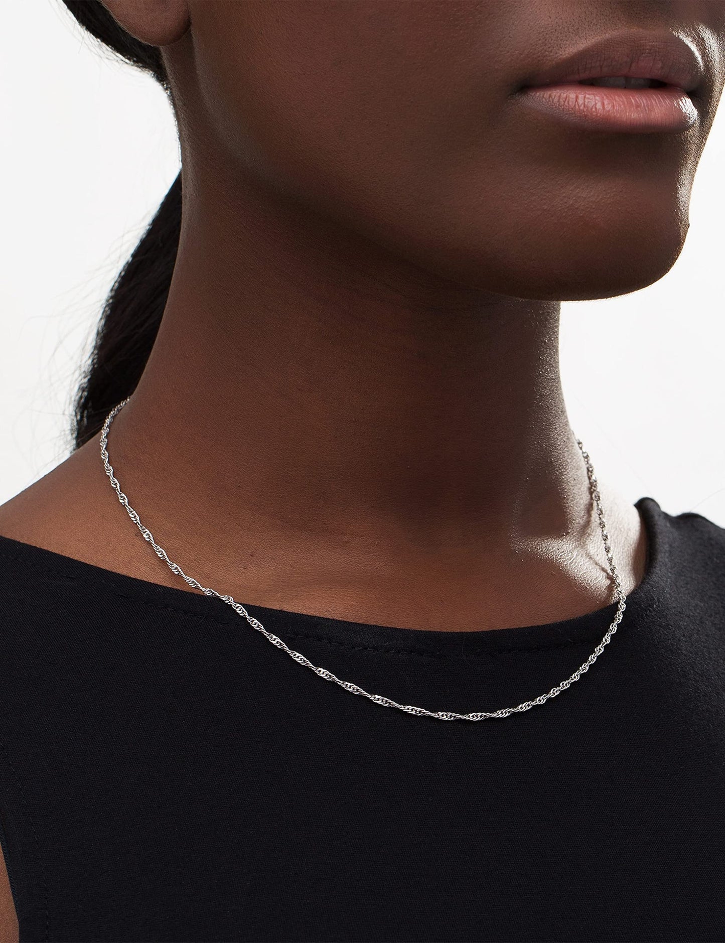 Waitsoul 925 Sterling Silver Singapore Chain Lobster Clasp 2mm Necklace for Women Silver Chain 22 Inches Gifts for Her
