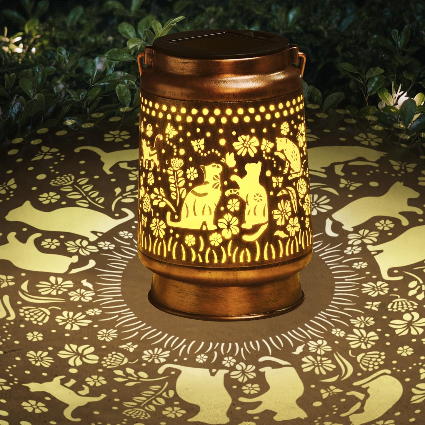 Cat Lover Gifts for Mom Women Gift Cat Solar Lantern Outdoor Birthaday Gifts for Mom Metal Decorative Lanterns for Yard Patio La