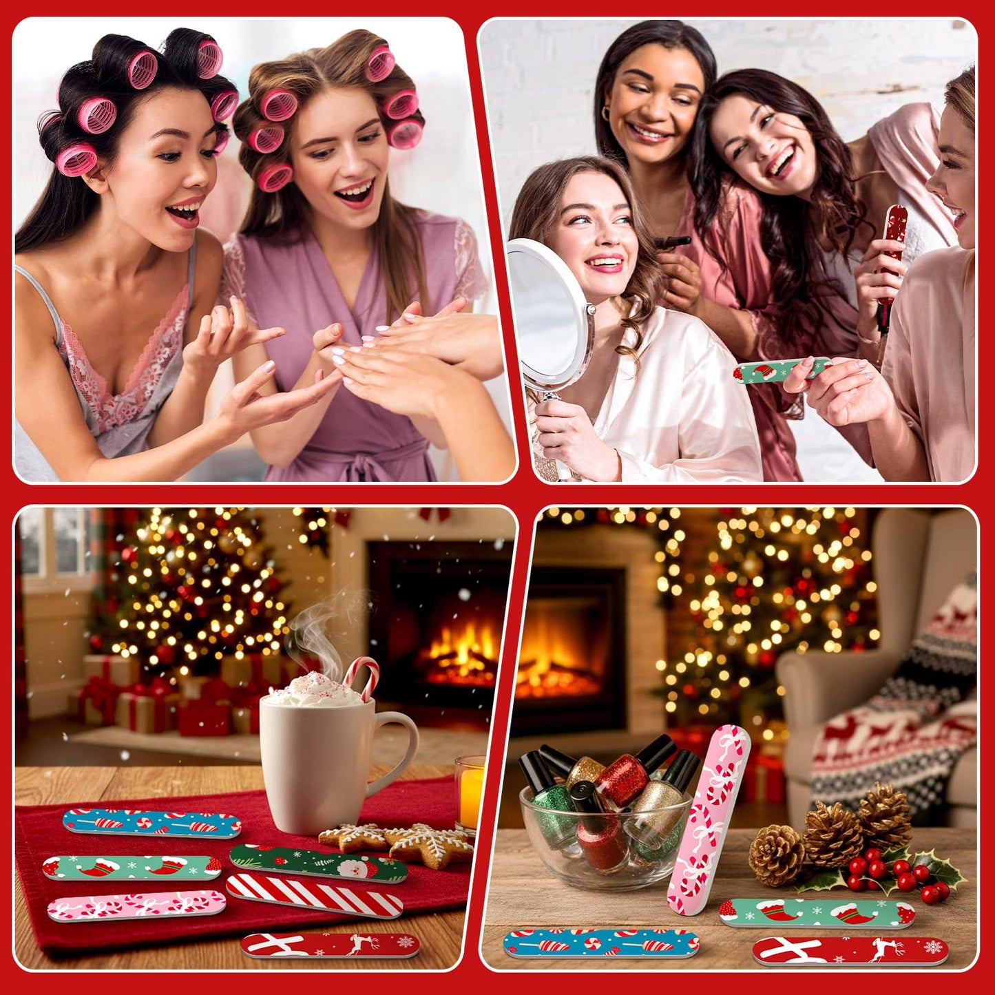Lanties 50 Pcs Christmas Mini Nail File Gifts Bulk for Women Candy Cane Double Sided Emery Boards Small Xmas Party Favors Thank