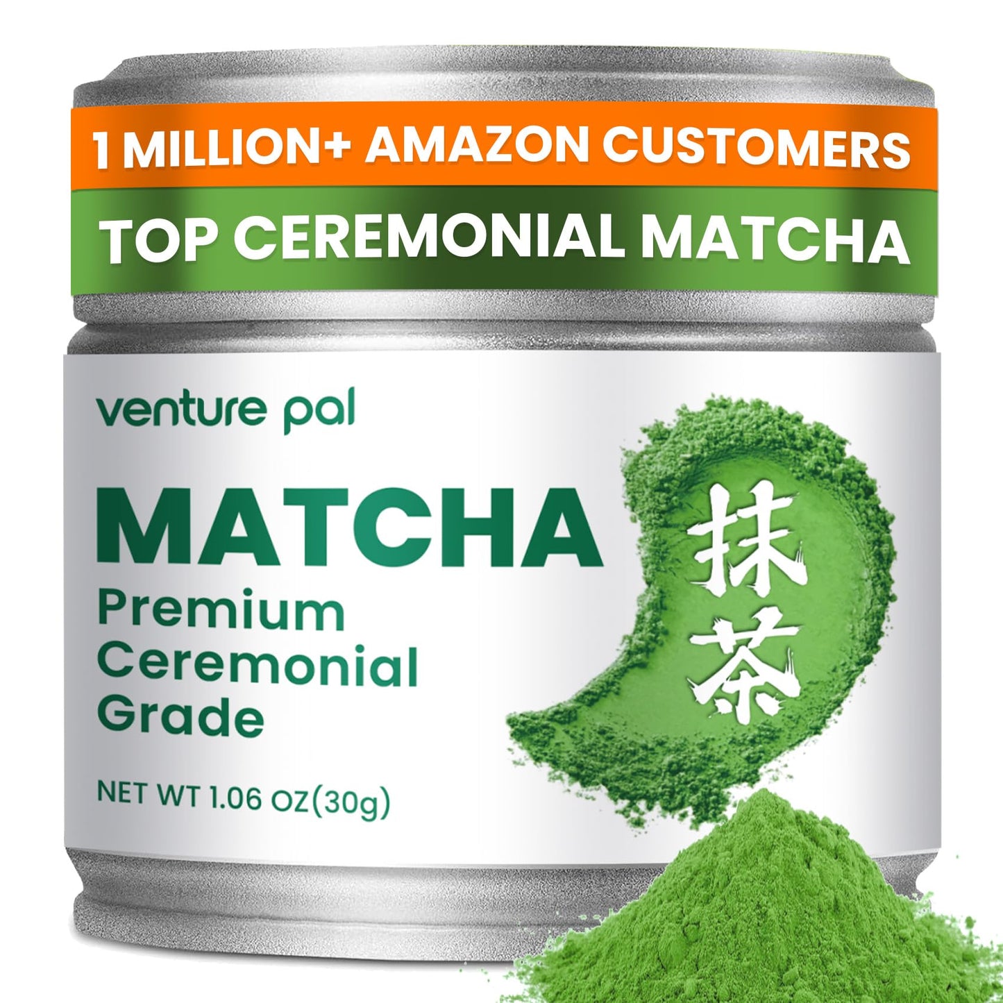 Venture Pal enhanced Ceremonial Grade Matcha Powder Pure First Harvest Green Tea Powder - 100% Vegan Gluten-Free No Additives Classic Grade (30g/1.06oz)