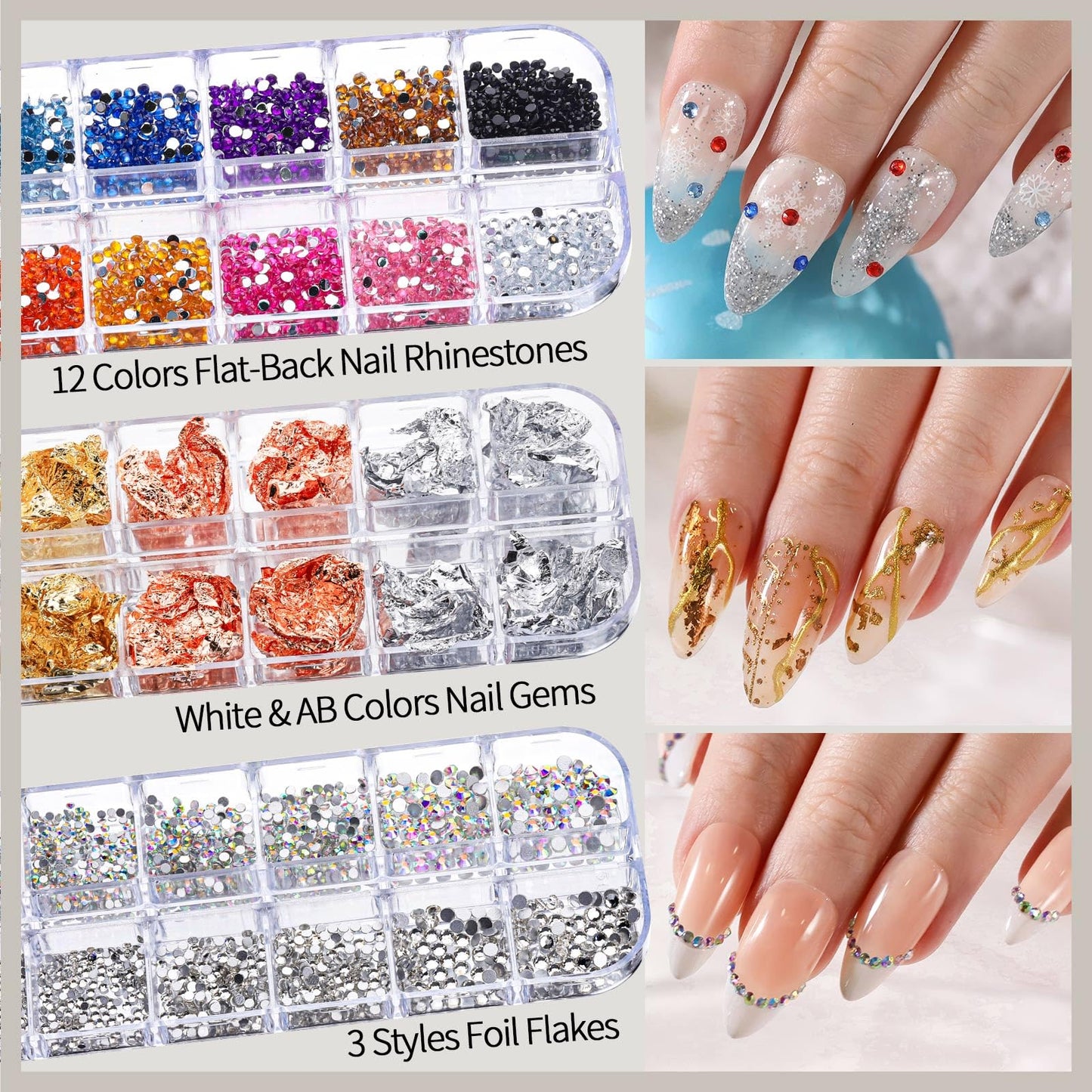 FANDAMEI Nail Art Kit, Nail Design Kit, Nail Brushes, Nail Decorations For Nail Art, Rhinestones For Nails, Nail Stickers, Pearl