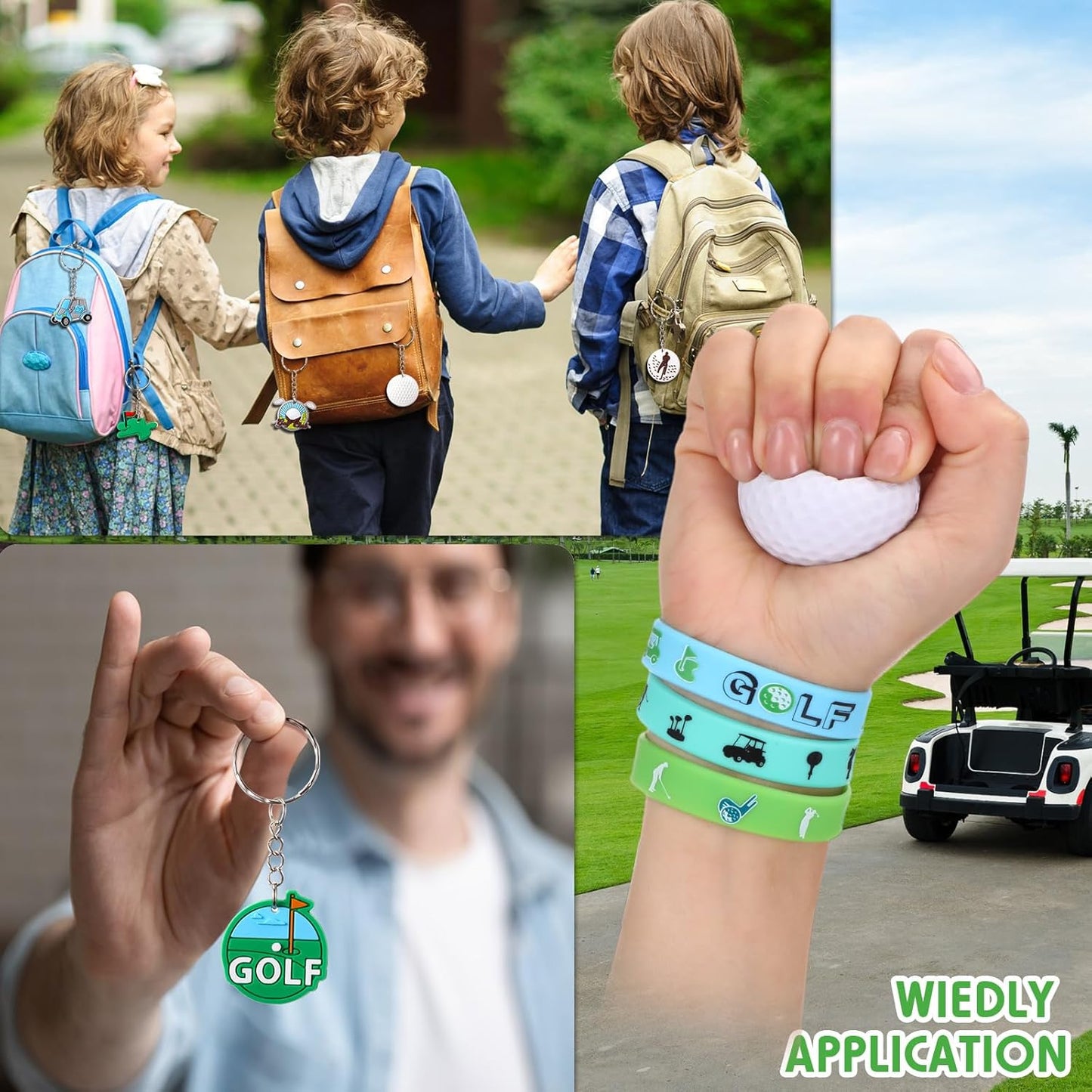 Weysat 184 Pcs Golf Party Favors Party Supplies with Cup Straw Stress Ball Keychain Sticker Bracelet Whistle Thank You Tags for Birthday Decorations (Golf )