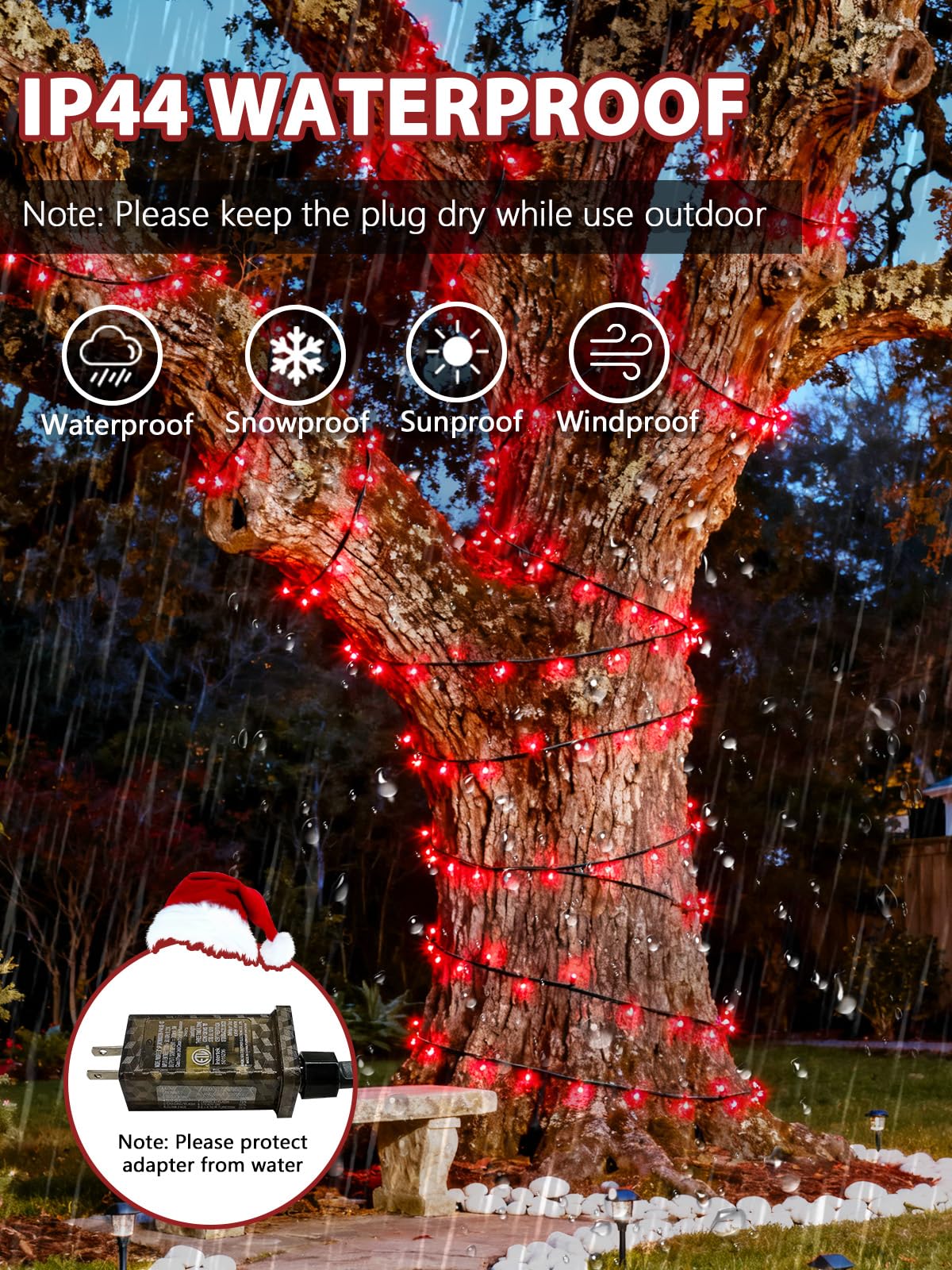 Voice Controlled Christmas Lights With Remote 99 Ft 300 Led String Lights Indoor Outdoor With 12 Modes 3 Timers Dimmable Twinkle Light Plug In Waterproof For Xmas Tree Yard Party Decorations Red