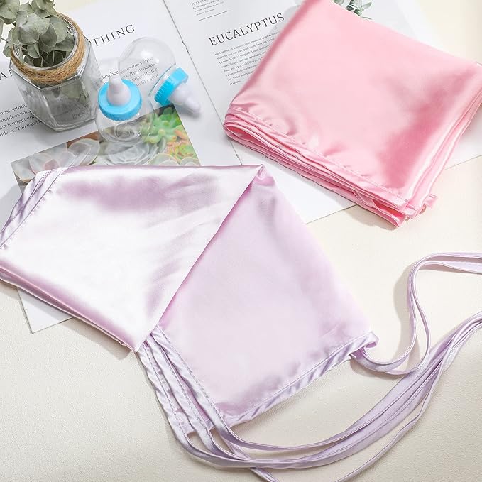 Hosuly 2 Pcs Satin Bassinet Sheet Baby Hair Soft Silk Feeling Sheet Baby Bassinet for Rectangle Cradle Pad Mattress Boys Girls Newborn Infant(Pink and Purple)