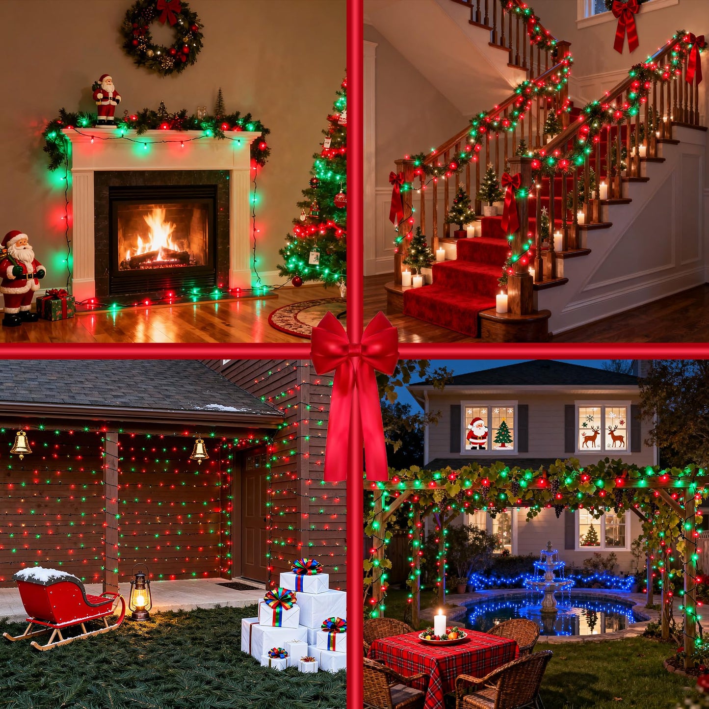 1500 Led Christmas Lights Outdoor With 12 Modes 470Ft Green Wire Christmas String Fairy Lights With Timer & Dimmable Waterproof Twinkle Tree Lights For House Party Wedding Xmas Decor Red & Green