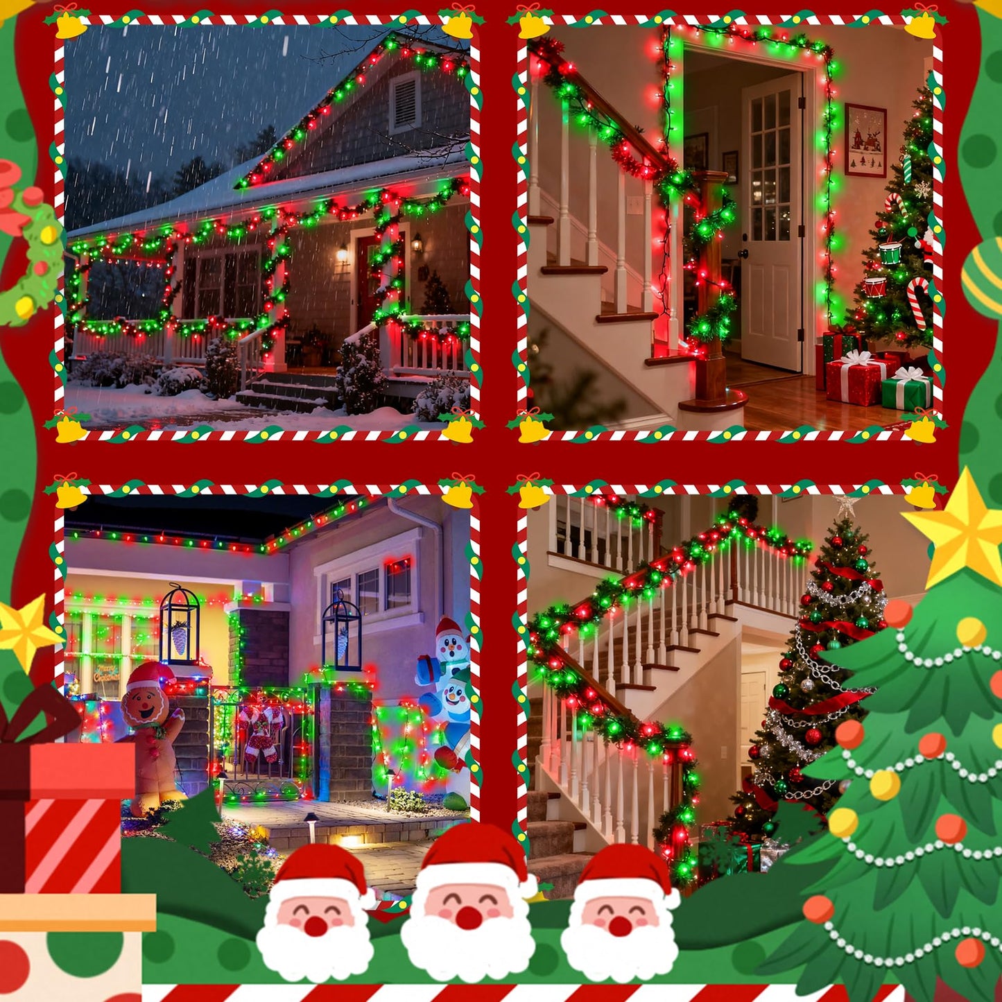 Voice Control 88Ft 240Led Smart Christmas String Lights Outdoor/Indoor | String Lights Plug In With Remote 12Modes 7Voice Commands & Timers Christmas Twinkle Light For Xmas Tree Decor (Red & Green)