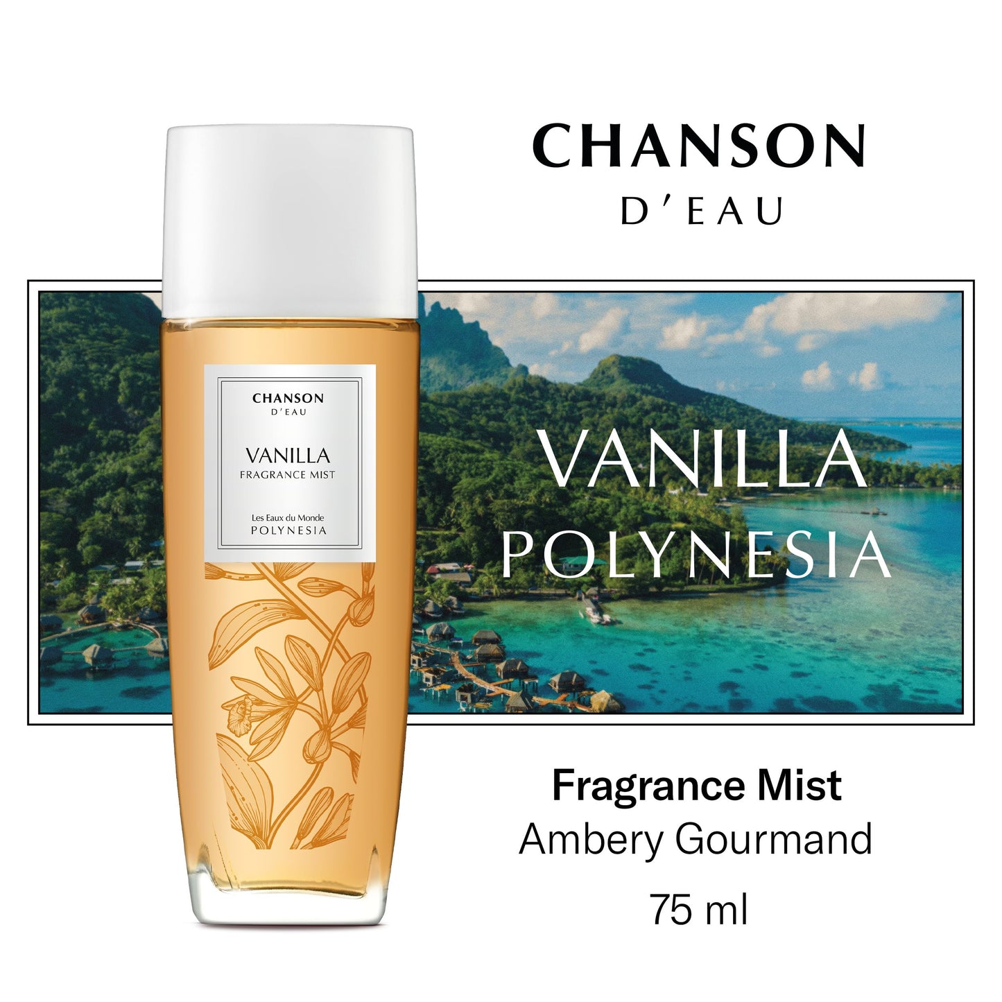Chanson Vanilla Hair & Body Mist for Women 2.5 fl oz (Pack of 1), Notes of Pear, Sugar, and Vanilla, Women's Fragrance, Long Las