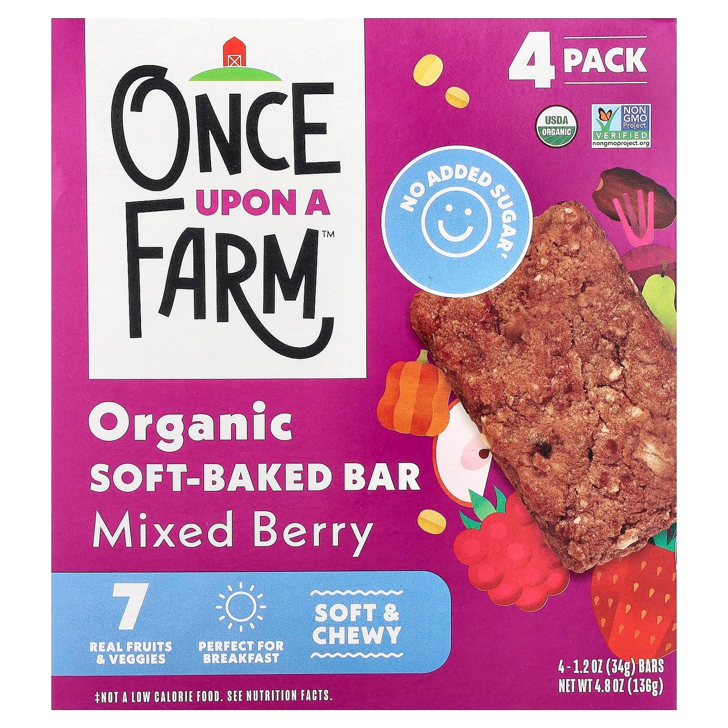 Once Upon A Farm Organic Mixed Berry Soft-Baked Bars 4 Count