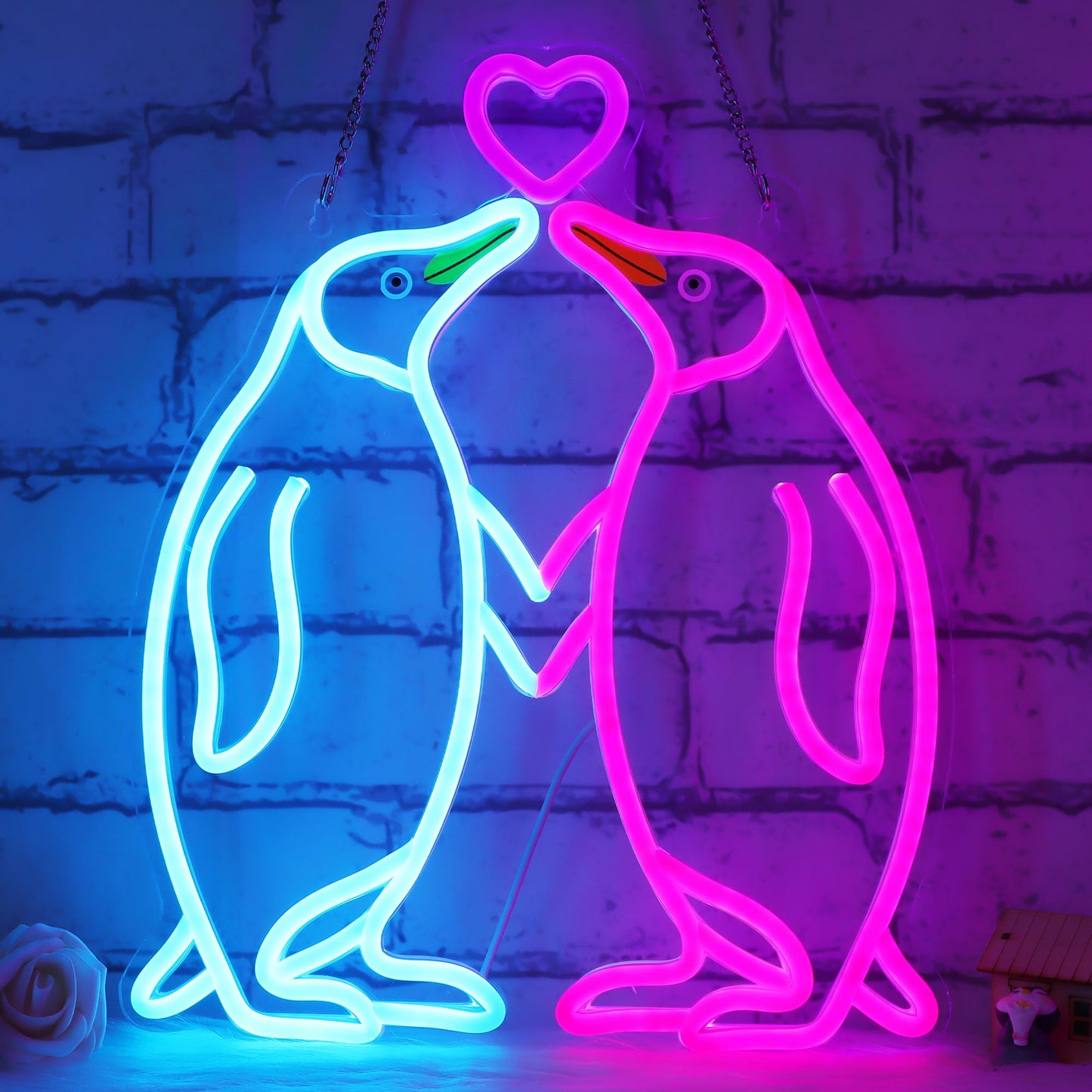 Ammonite Penguin Neon Sign, LED Neon Lights for Room Wall Table Decor Art, Home Party Birthday Wedding Proposal Engagement Gift