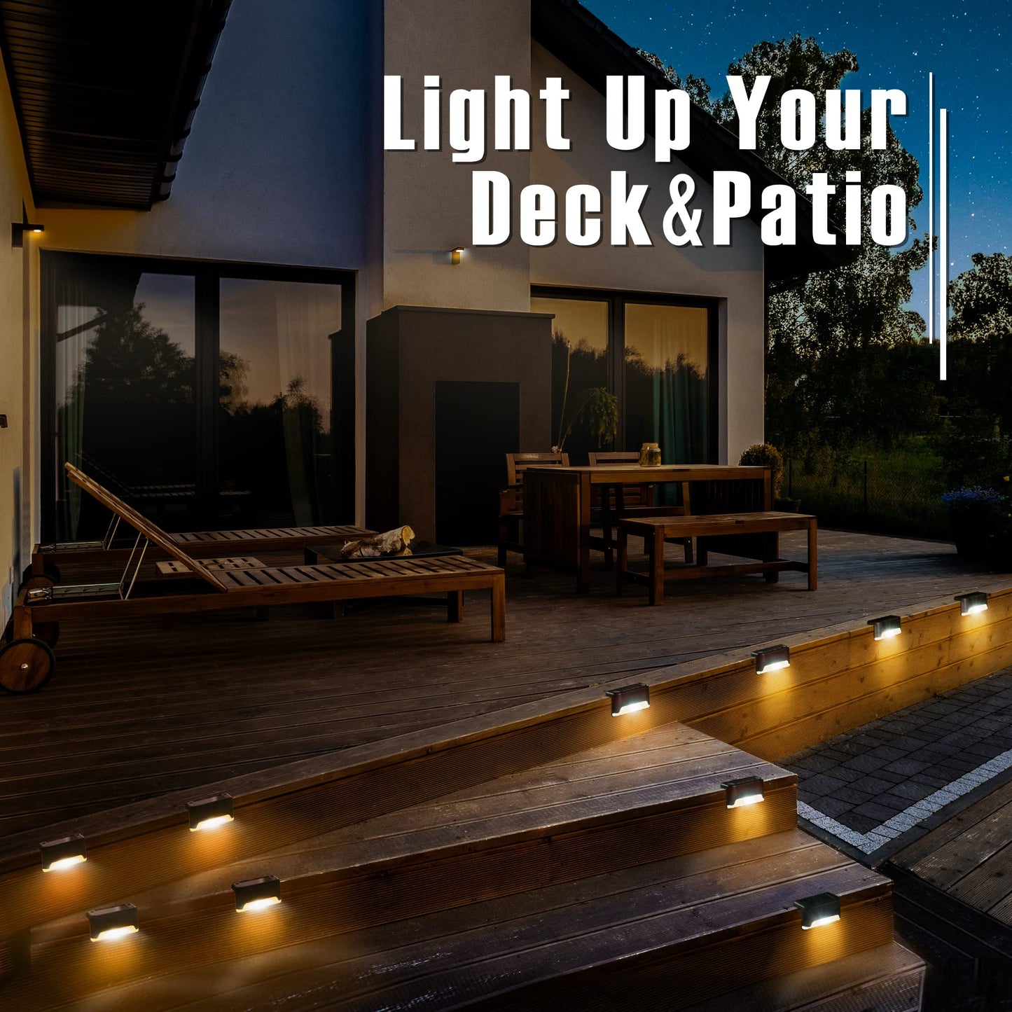 GIGALUMI Led Solar Deck Lights, 20 Pack Waterproof for Outdoor Stairs, Step, Fence, Railing, Yard and Patio (Warm White)