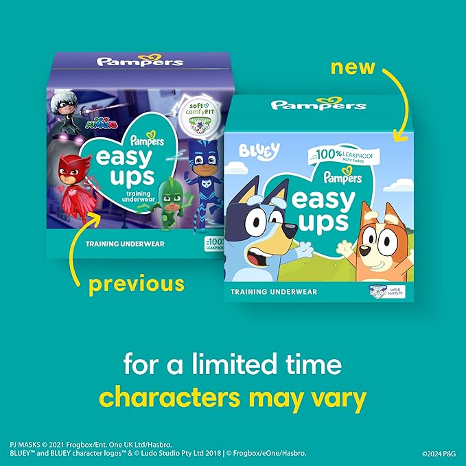Pampers Training Pants - Easy Ups Boys & Girls Bluey - Size 4T-5T, 100 Count, Children's Potty Underwear (Packaging May Vary)