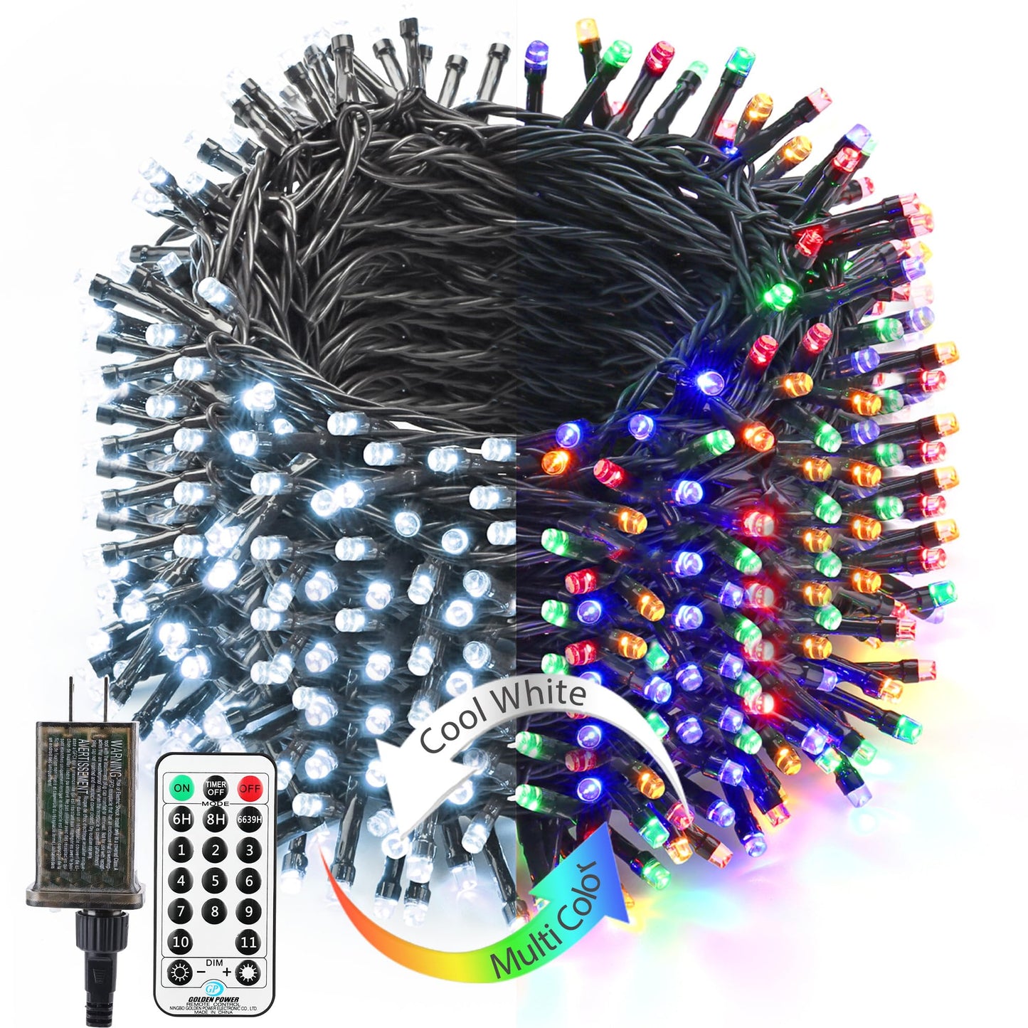 Brizled 800 LED Christmas String Lights, 279ft Color Changing with Remote, Cool White & Multicolor, Model SSL0800-S-29V