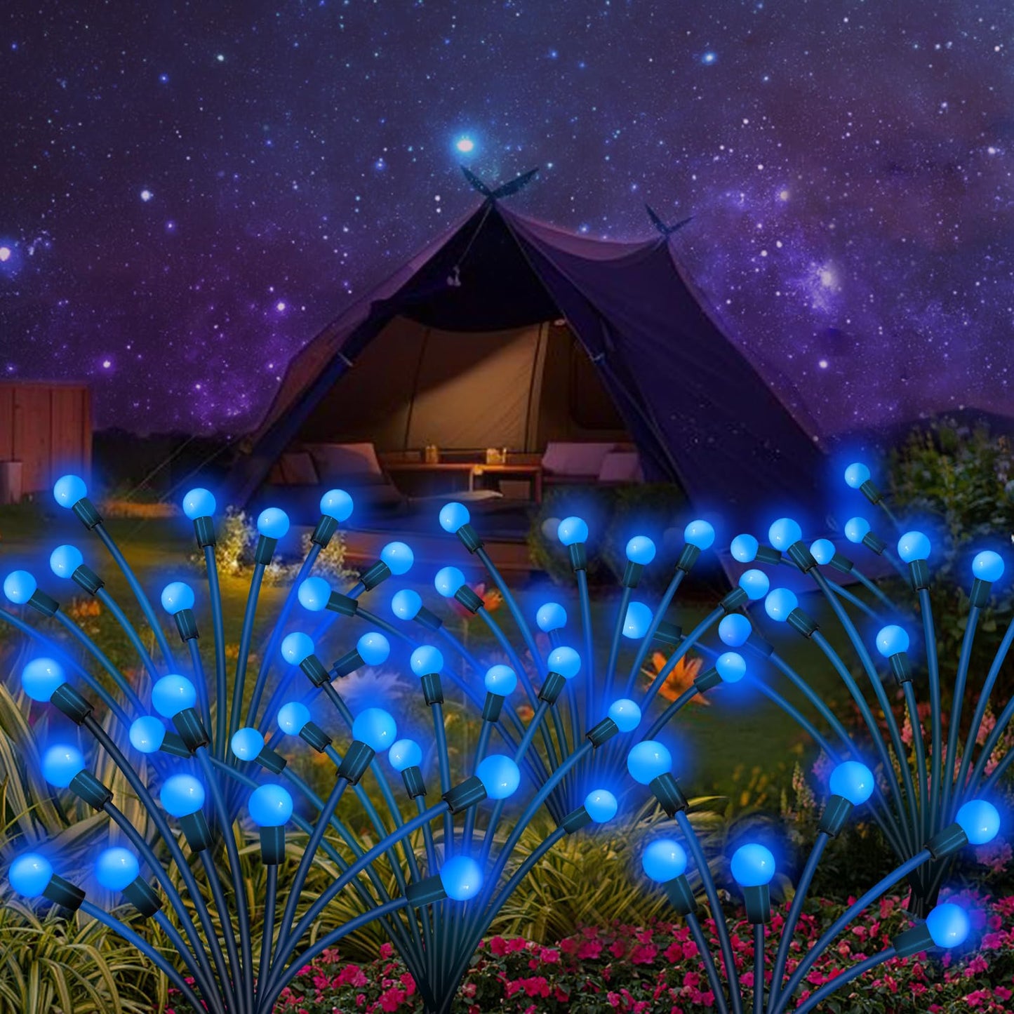 Kohlrabi Solar Garden Lights Outdoor 2 Pack 20 Led Solar Blue Firefly Lights Waterproof Sway By Wind Swaying Light For Yard Patio Backyard Garden Planter Flower Bed Pathway Outdoor Decoration