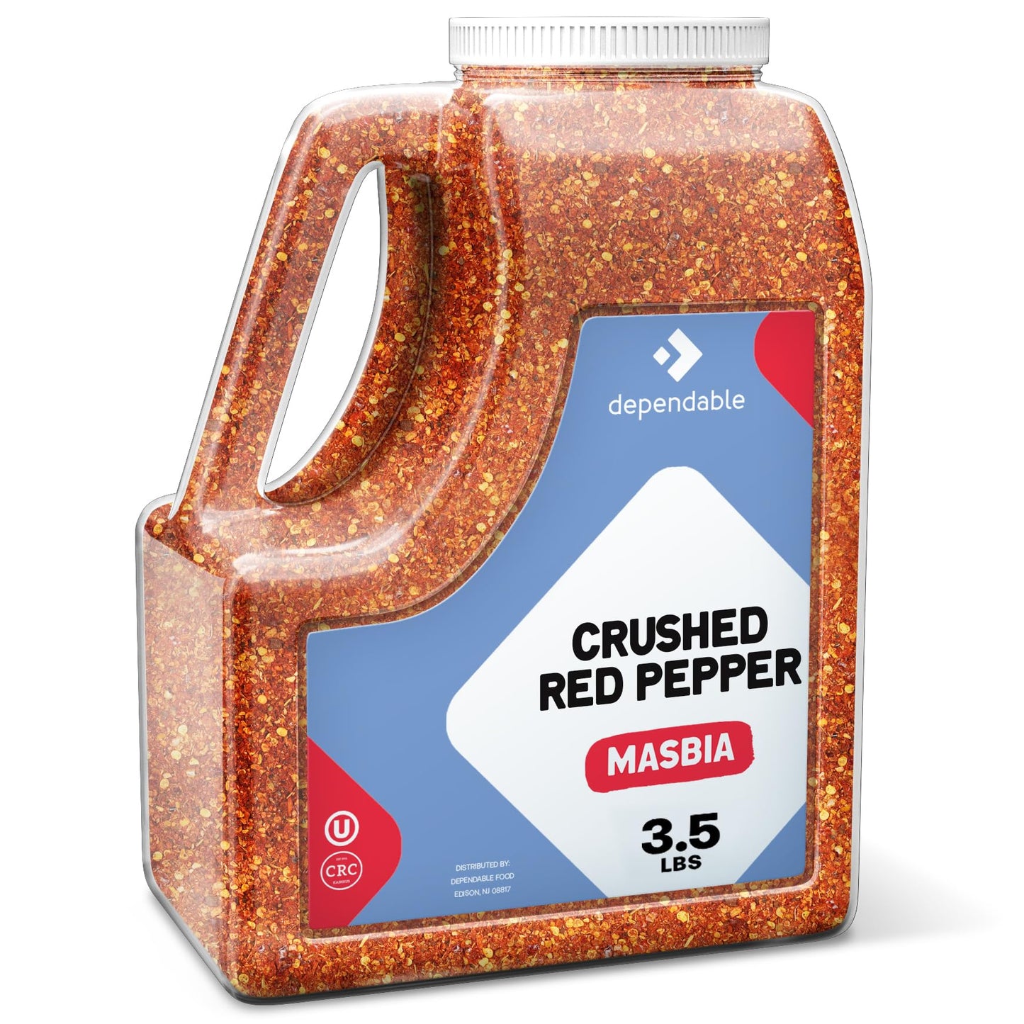 Dependable Food Crushed Red Pepper Flakes - 3.5 Lb. Container - Bulk Size - Kosher Spice Seasoning for Chefs & Culinary Enthusiasts Adds Heat & Depth to Pizza Pasta Stir-Fries - Non-GMO & Allergen-Free