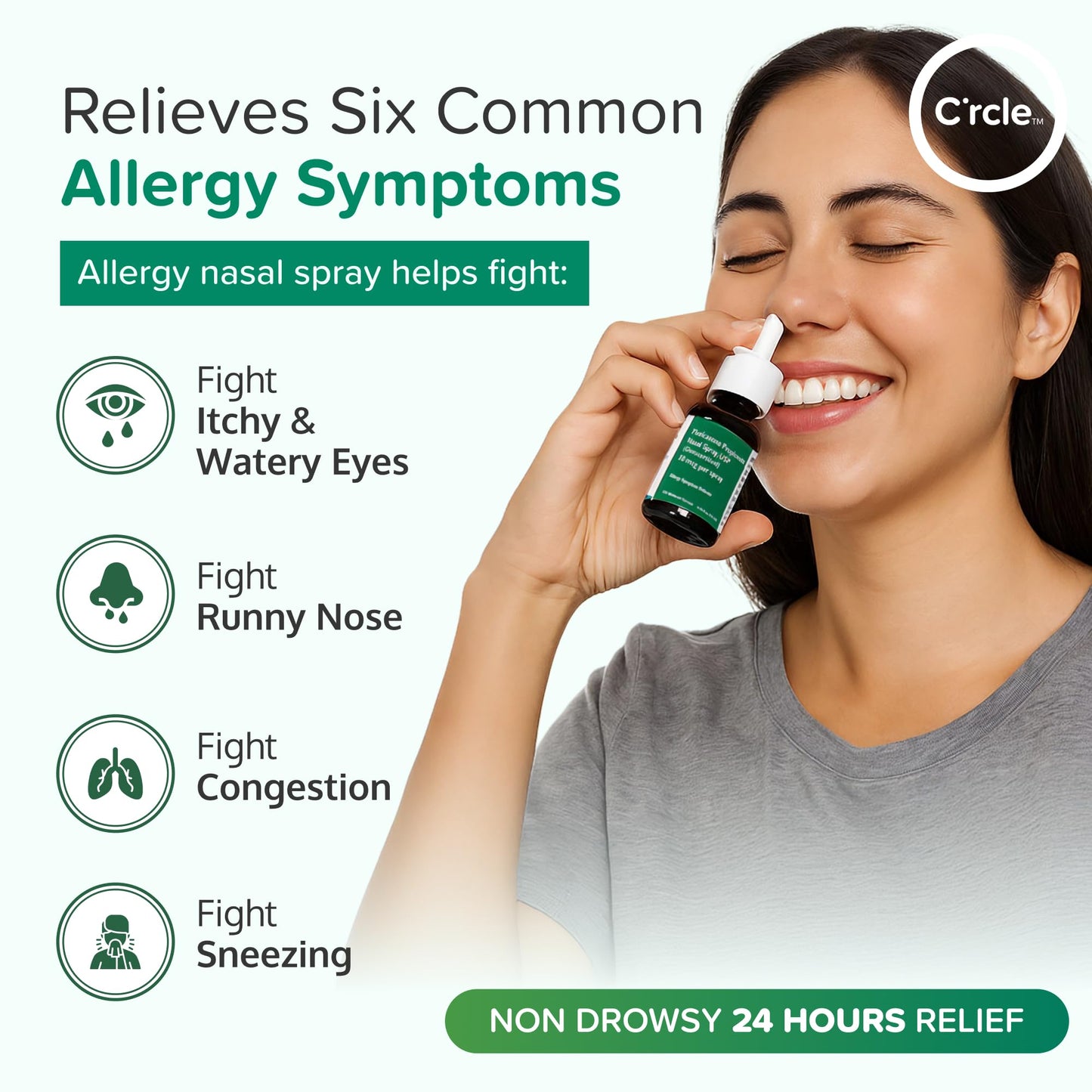 Fluticasone Nasal Spray Allergy Relief - 24 Hour Non Drowsy Allergy Nasal - Nose Spray Relief for Sinus Allergies - Prescription Strength Fluticasone Propionate 50mcg - 3 Month Supply