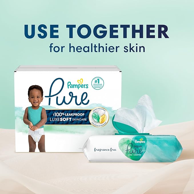 Pampers Baby Diapers - Pure Protection - Size 7, 60 Count, for up to 100% Leakproof, Premium Plant-based Skin Protection