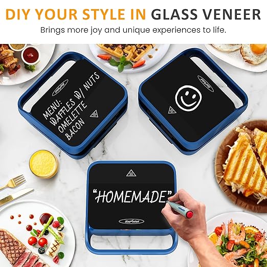 Sunvivi Pro Sandwich Maker Panini Press Grill, 3 in 1 Electric Waffle Maker with Removable Non-stick Plates, with Glass Top, Cool Touch Handle & Easy to Clean, 850W