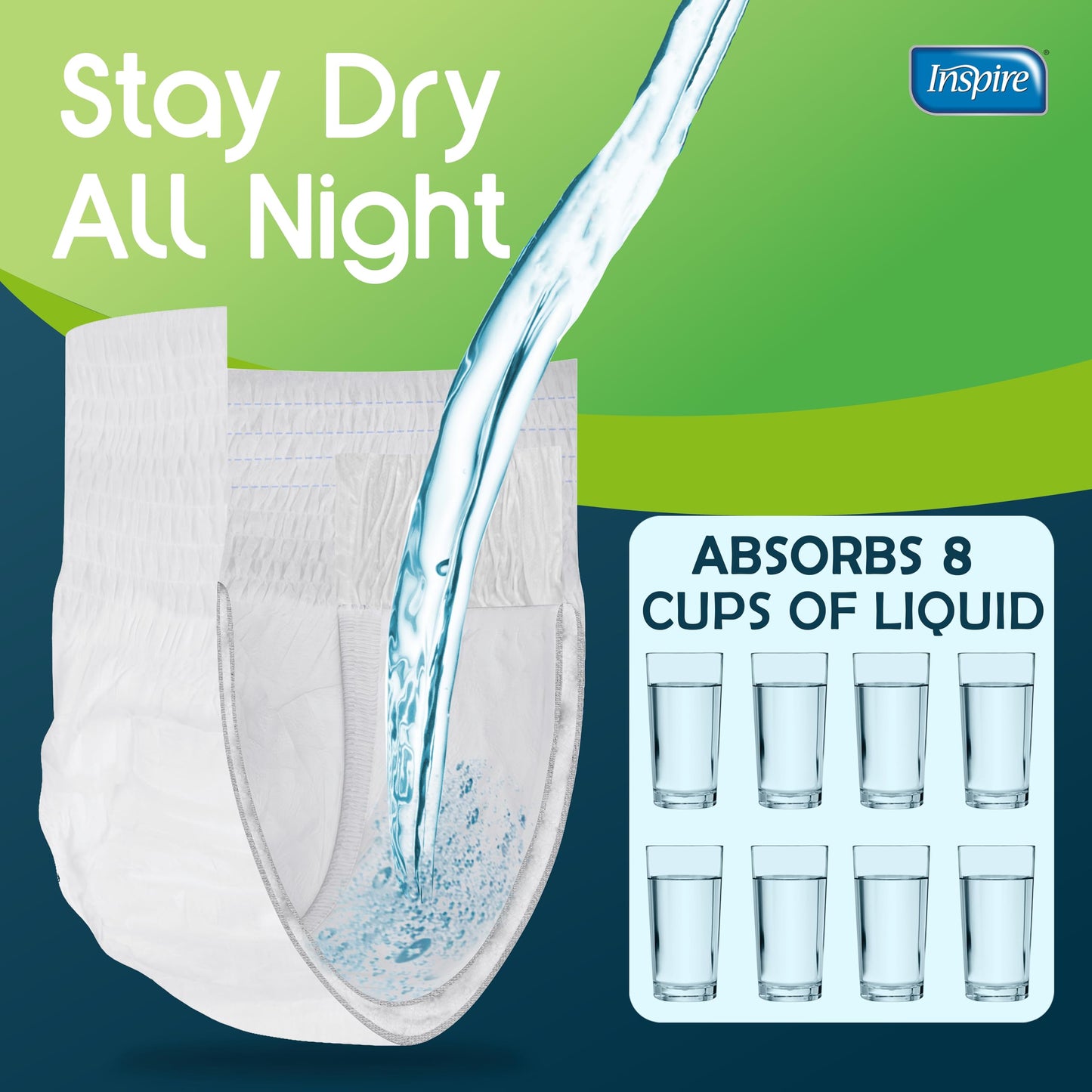 Inspire Adult Diapers Women or Men - MAX Absorbency | Our Most Absorbent and Dry, Incontinence Underwear for Women or Men | Leak Proof Diaper Overnight or Daytime for Heavy