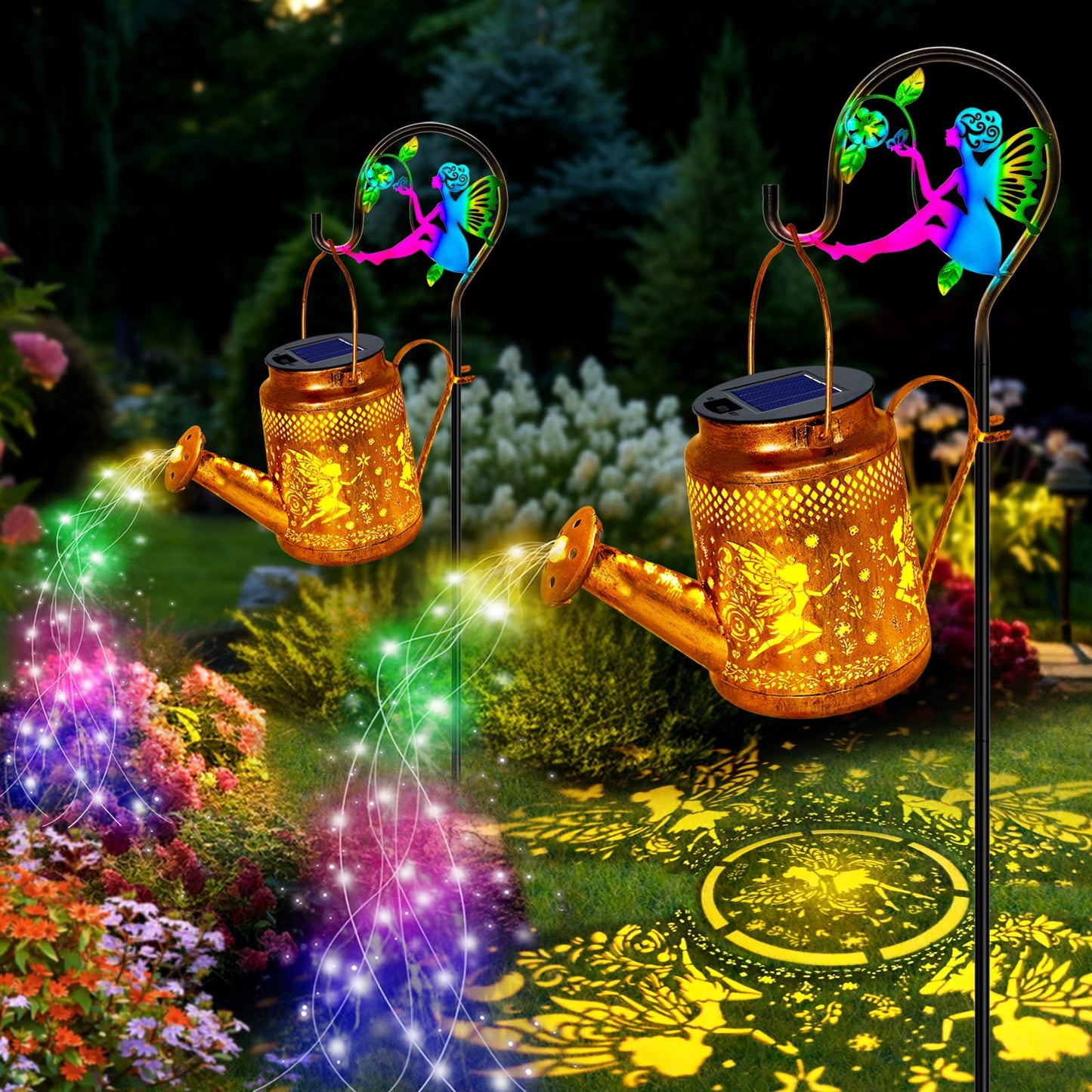 Solar Watering Can Lights, Fairy Hanging Lanterns Outdoor, Gardening Gifts for Mom Women Grandma Birthday, Waterproof Solar Ligh