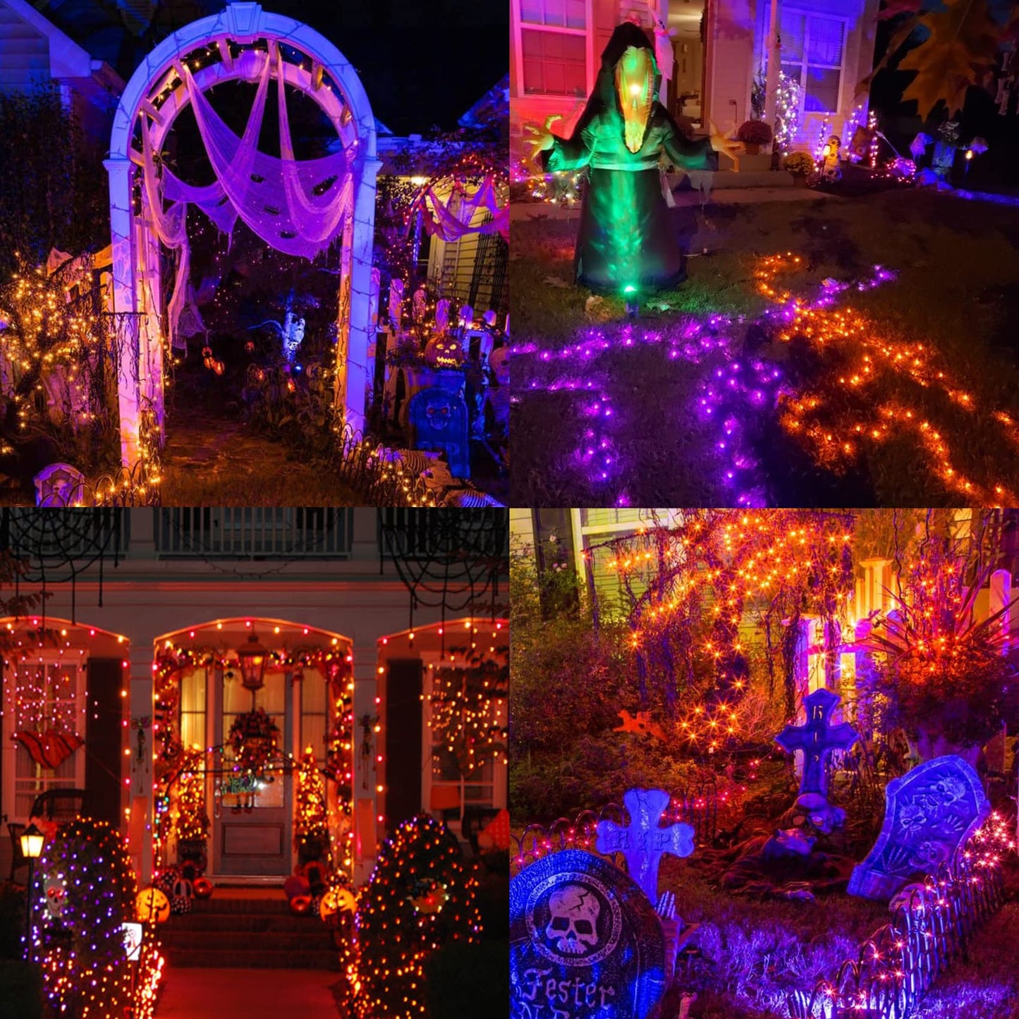 Halloween String Lights With Music Sync Spooky Sounds - 6 Lighting Modes 300 Led Lights For Haunted Party Yard Room Decor (Orange)