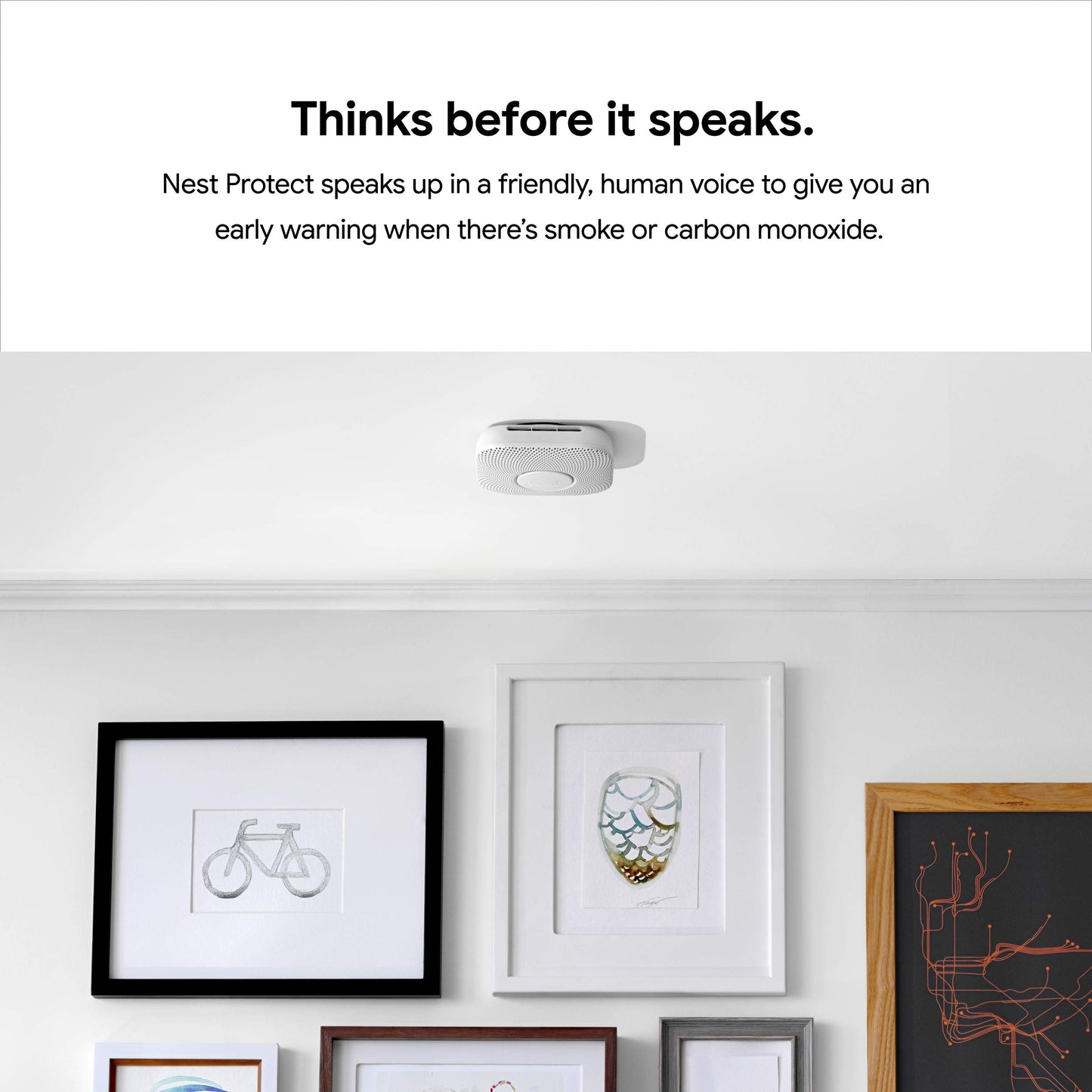 Google S3006WBUS Nest Protect, S3000BWES, 2nd Gen, Battery, 3-Pack Alarm-Smoke Carbon Monoxide Detector, 3, White
