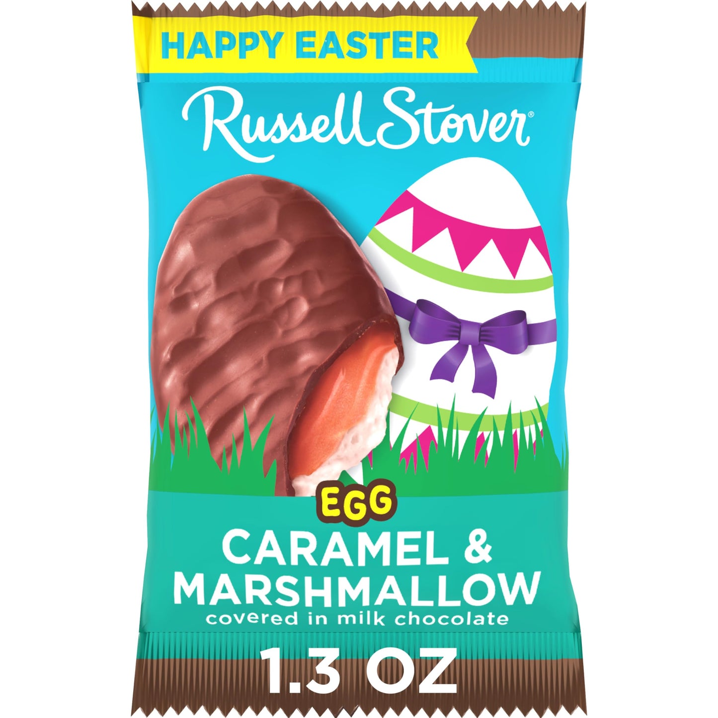 Russell Stover Easter Caramel & Marshmallow Milk Chocolate Easter Egg, 1.3 oz each (Pack of 18)