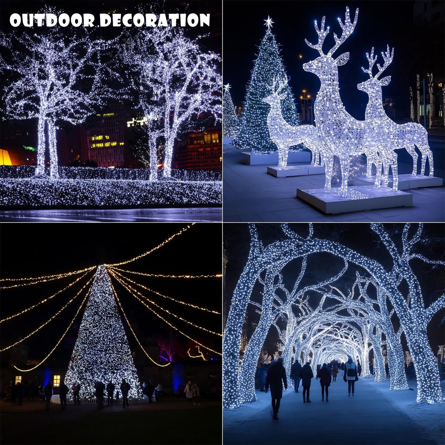 Zeluxdot 400Ft Fairy Lights, 1200 Leds, Waterproof Silver Wire, Cool White, 8 Modes Remote For Indoor/Outdoor Decor