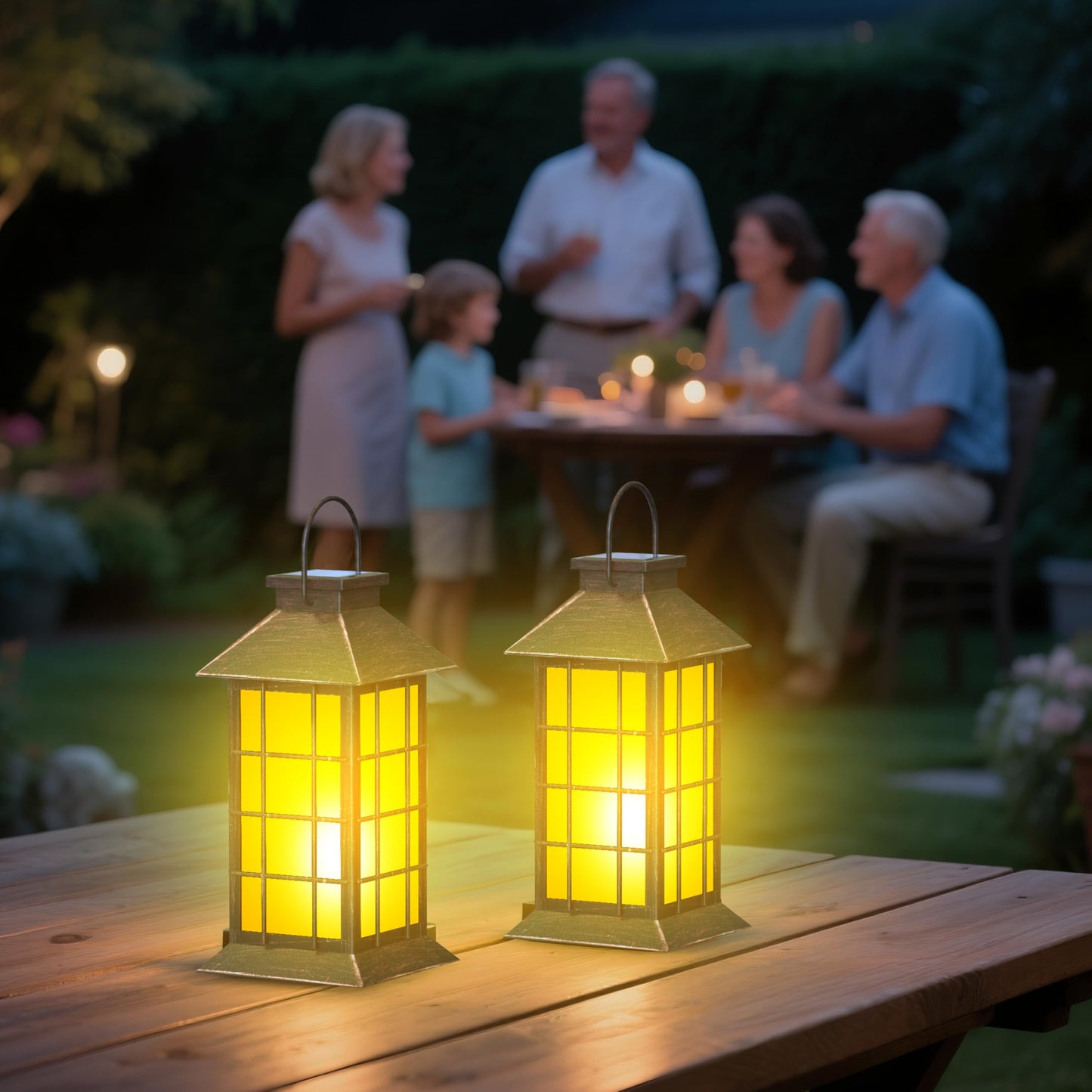 Anyperfect 2 Pack 13 Copper Solar Lantern With Flickering Flame Candle | Outdoor Waterproof Hanging Solar Lanterns Metal & Glass Lights For Garden Decoration Rustic Gifts For Mom