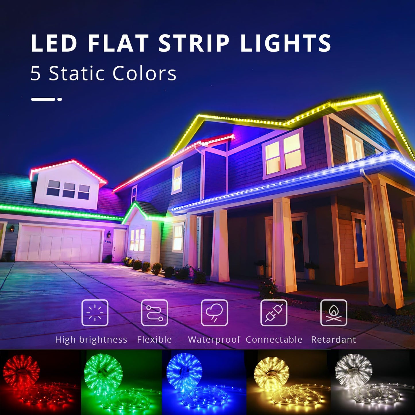 Areful Led Rope Lights - 16.4Ft Daylight Flexible Strip Light, Waterproof, Connectable For Home & Party Decoration