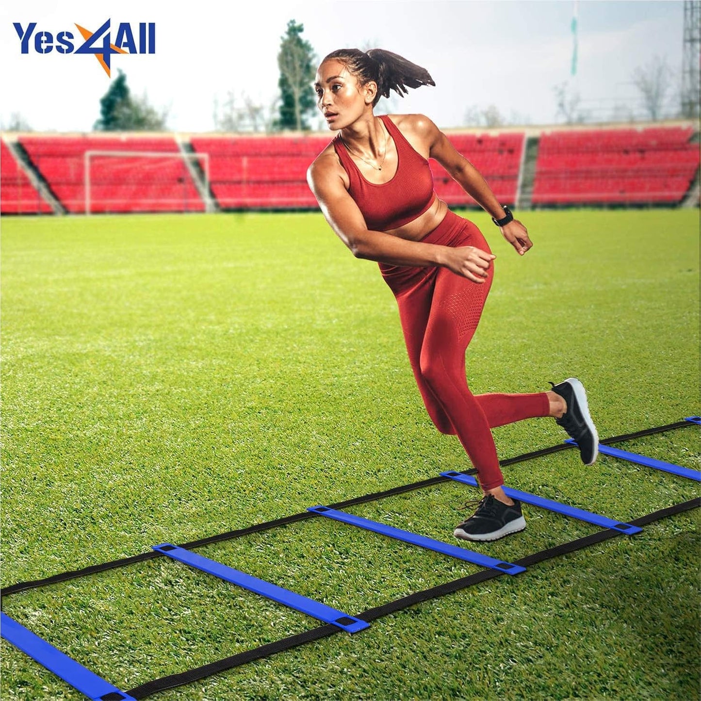 Yes4All Agility Ladder Speed Training Equipment, Adjustable Football Ladder for All Ages with Carry Bag, Durable, Portable, Multiple Colors & Rungs