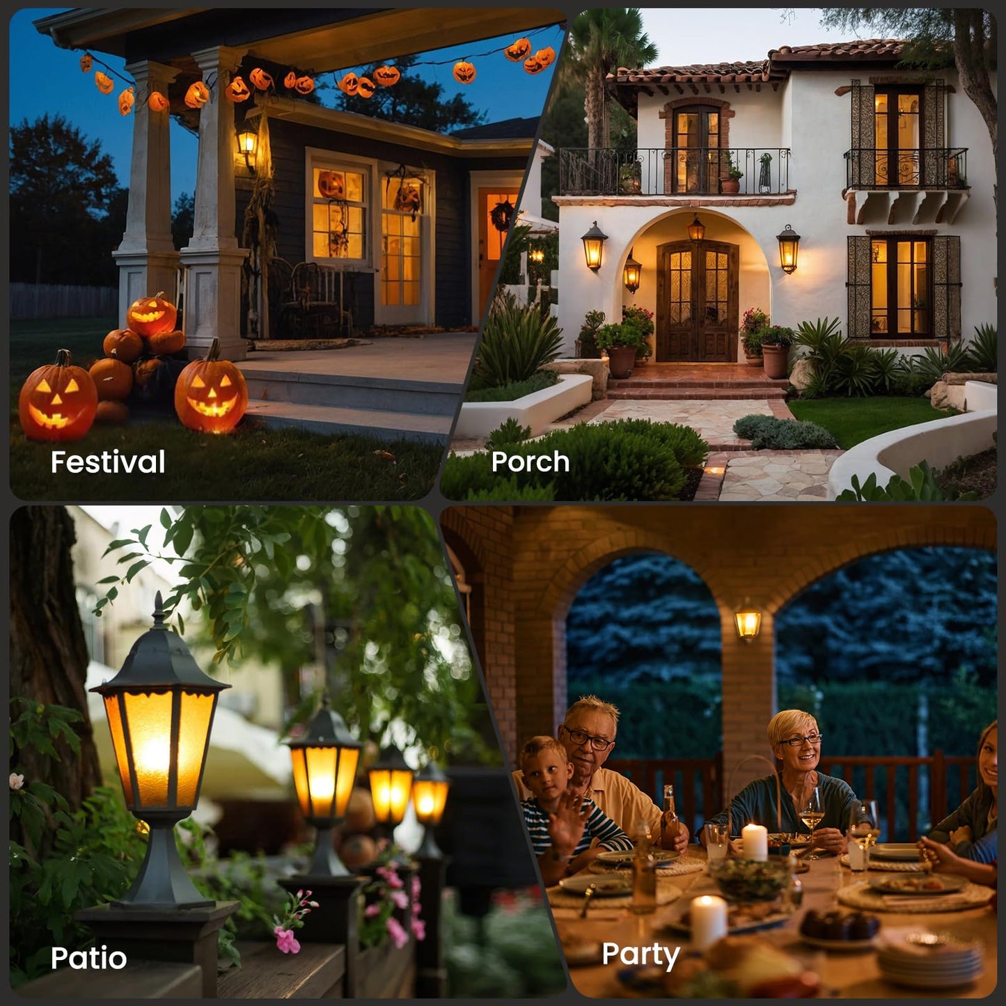 Vicstone Dusk to Dawn LED Flame Light Bulbs, 4 Modes E26, 2 Pack, Flickering Effect, Plastic, Outdoor/Indoor Decorations