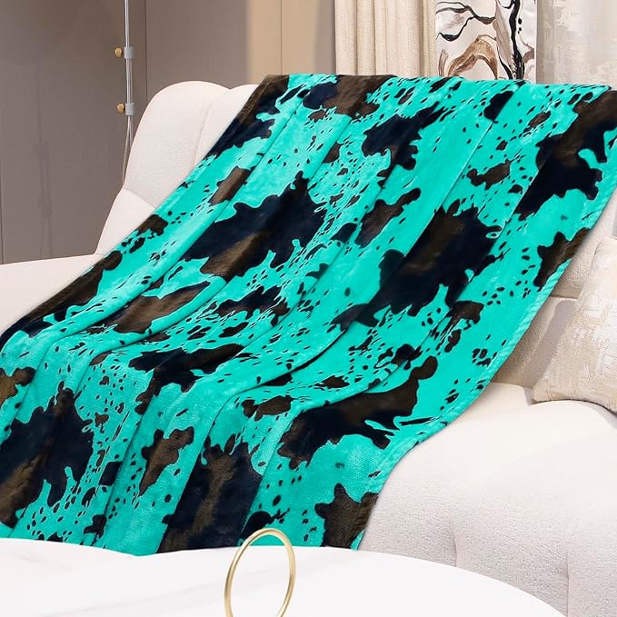 Fleece Throw Blanket for Bed - Teal Turquoise Blue Soft Fuzzy Blankets, Lightweight Cyan House Decorations for Living Room Home Decor Birthday Gifts for Women Men Girls Boys