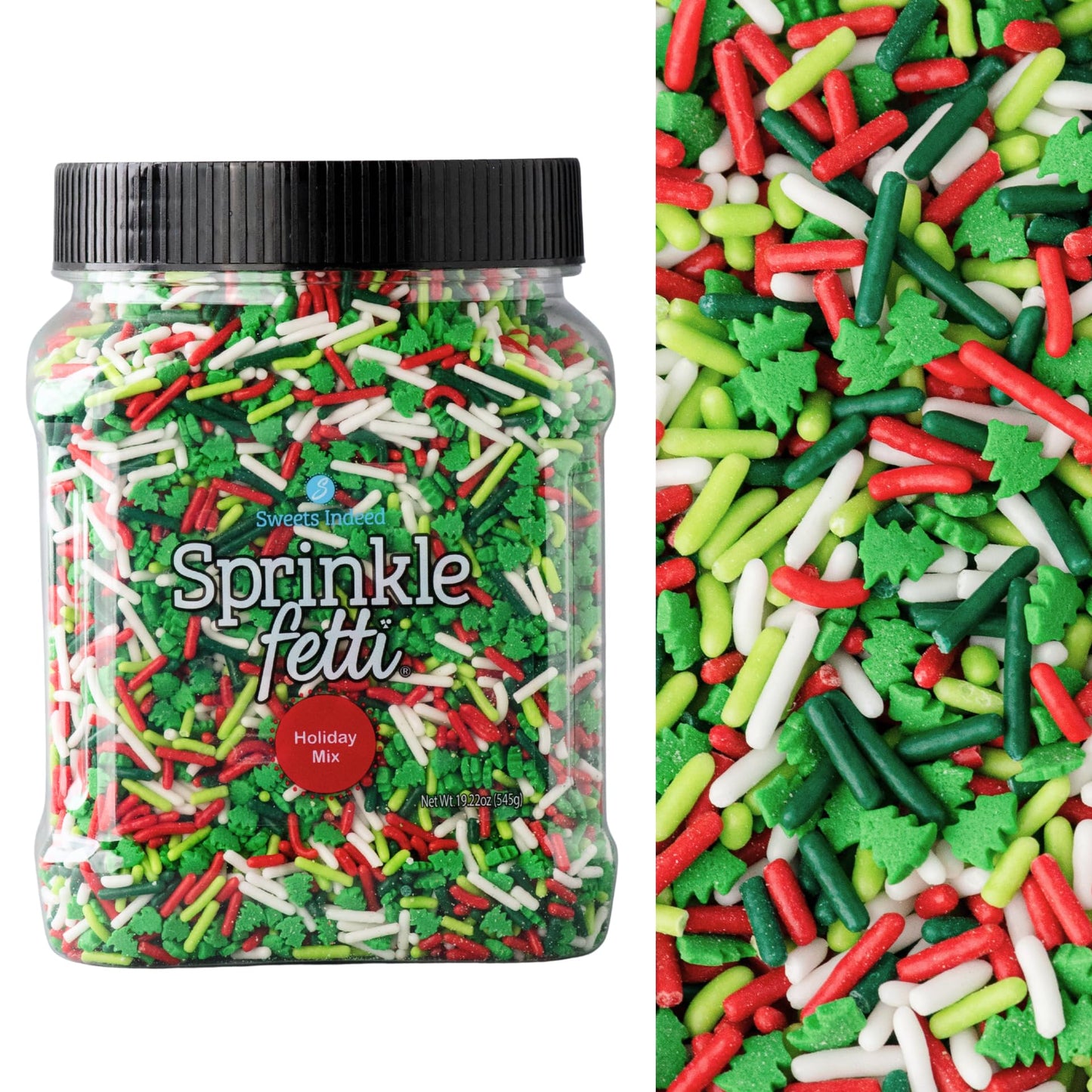 Sweets Indeed Bulk Christmas Sprinkles - 1.2 lb Bulk Jar | Holiday Red Green & White Sprinkle Blend for Cookies Cakes Cupcakes & Bakeries