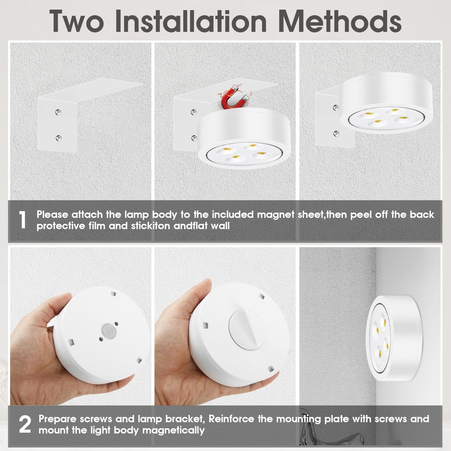 SIXDEFLY Picture Lights, Battery Operated LED Art Display Light, 3 Modes, Remote Control, 3 Pack, White