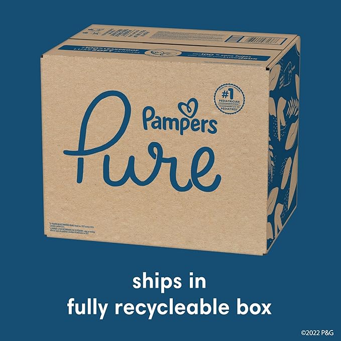 Pampers Pure Protection Baby Diapers, Size 4, 150 Count, Up to 100% Leakproof, Premium Plant-based Skin Protection, Hypoallergenic Soft Diapers