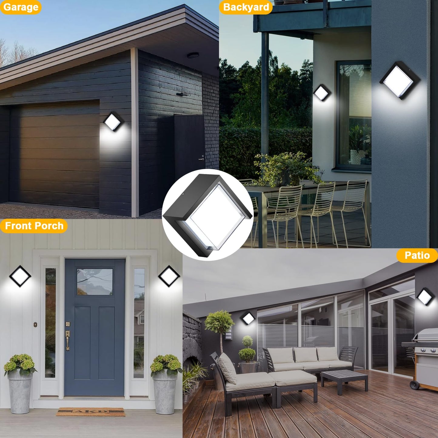 Tomourd Outdoor Wall Light 6000K Daylight Small Anti Rust Exterior Wall Lighting Fixtures Black Square Wall Mount 12W Led Porch Lights For House With Waterproof For Front Porch Garage Patio