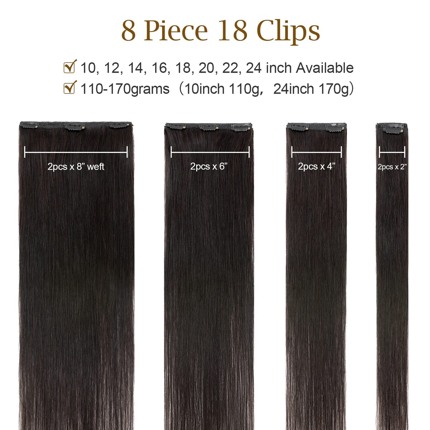 MY-LADY Double Weft 100% Remy Human Hair Clip in Extensions 10''-22'' Grade 7A Quality Full Head Soft Silky Straight 8pcs 18clip