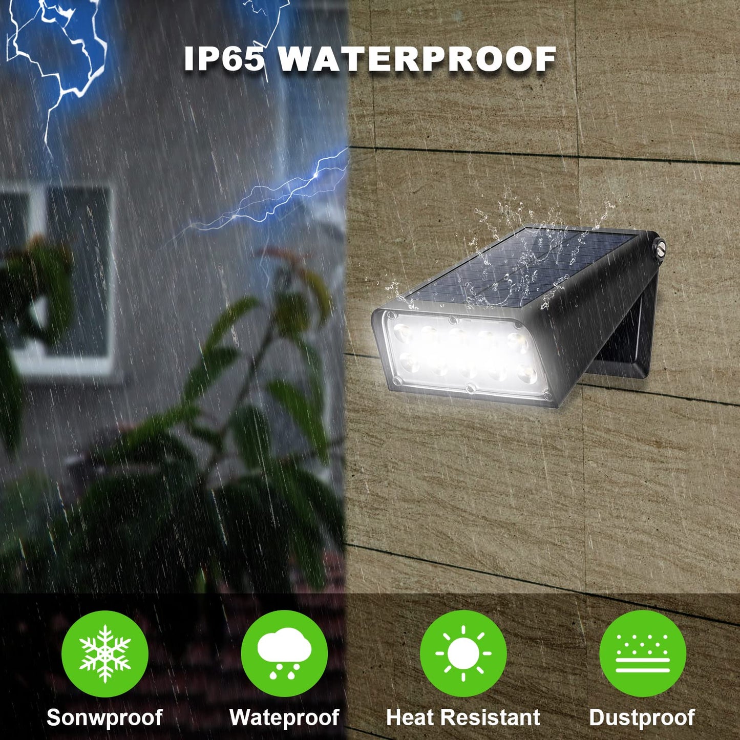 GUYULUX Solar Security Spot Lights, 90° Adjustable, IP65 Waterproof, 8-Pack Daylight White, ABS + Aluminum, Black