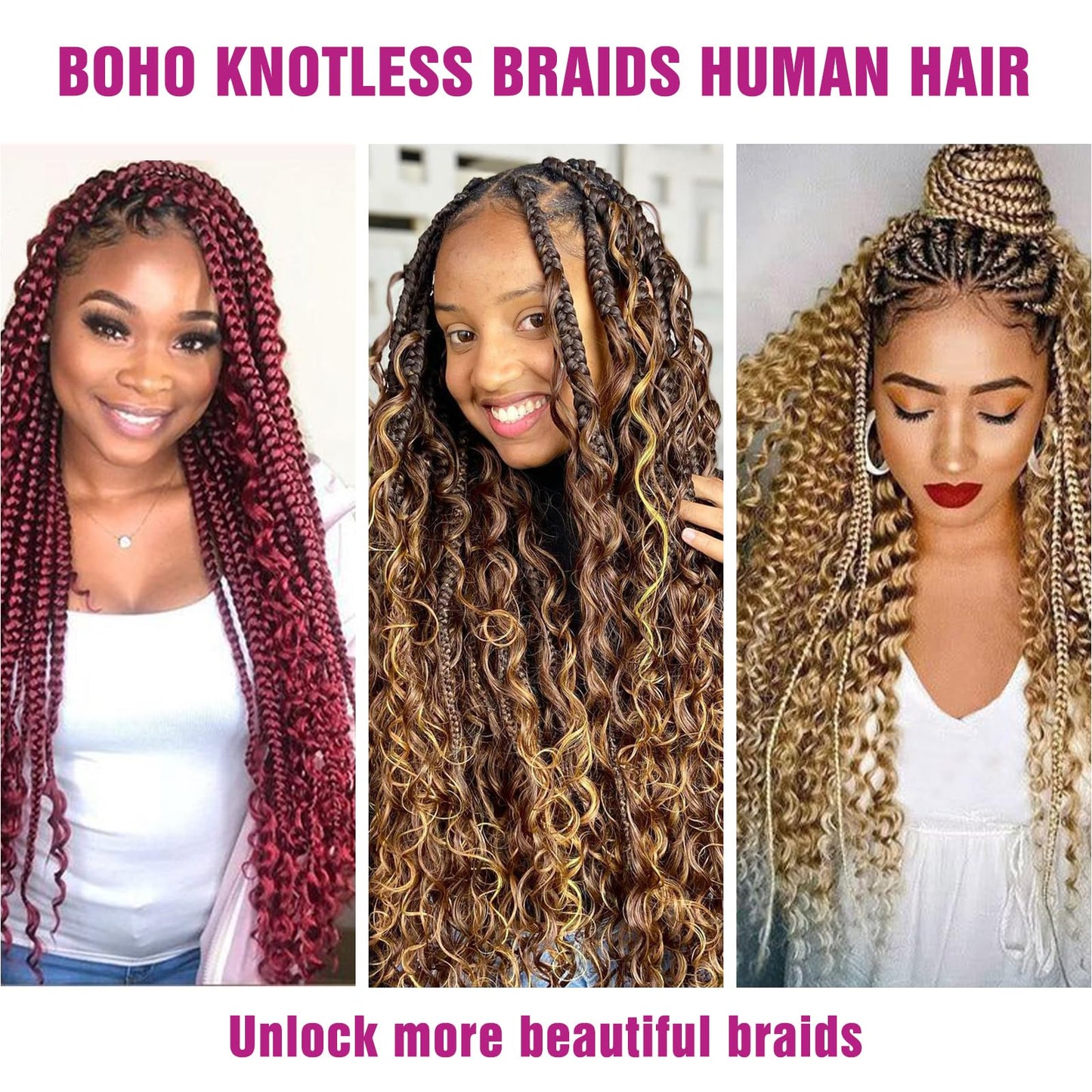 Honey Human Braiding Hair Deep Wave Bulk,27# Color No Weft Curly Braiding Hair Extensions for Boho Braids Wet and Wavy Braiding