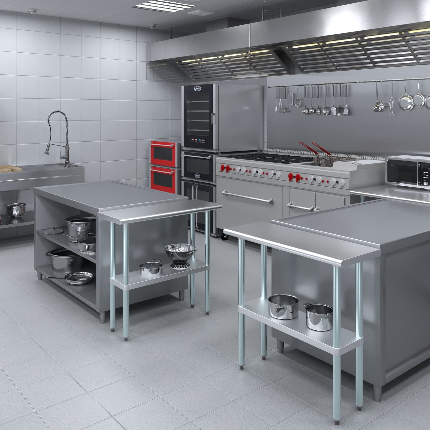 AmGood 14 in. x 36 in. Stainless Steel Work Table | Metal Kitchen Food Prep Table | NSF
