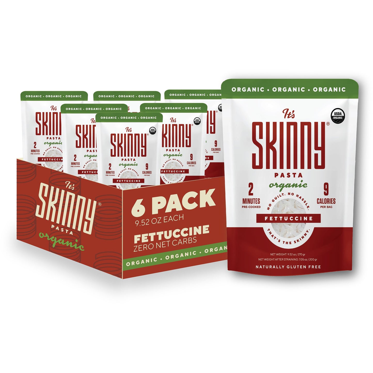 Its Skinny Fettuccine Pasta - Organic, Non-GMO USDA Certified, Low Carb Pasta, Gluten Free, Keto & Vegan-Friendly, Shirataki Ko