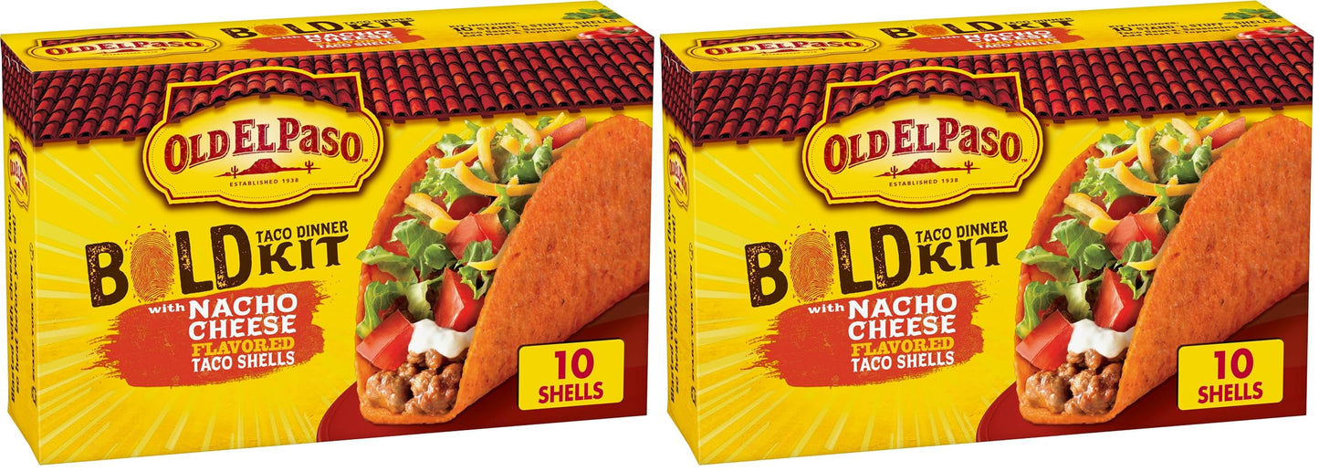 Old El Paso Stand N Stuff Bold Nacho Cheese Flavored Taco Dinner Kit, 9.5 oz. (Pack of 2)