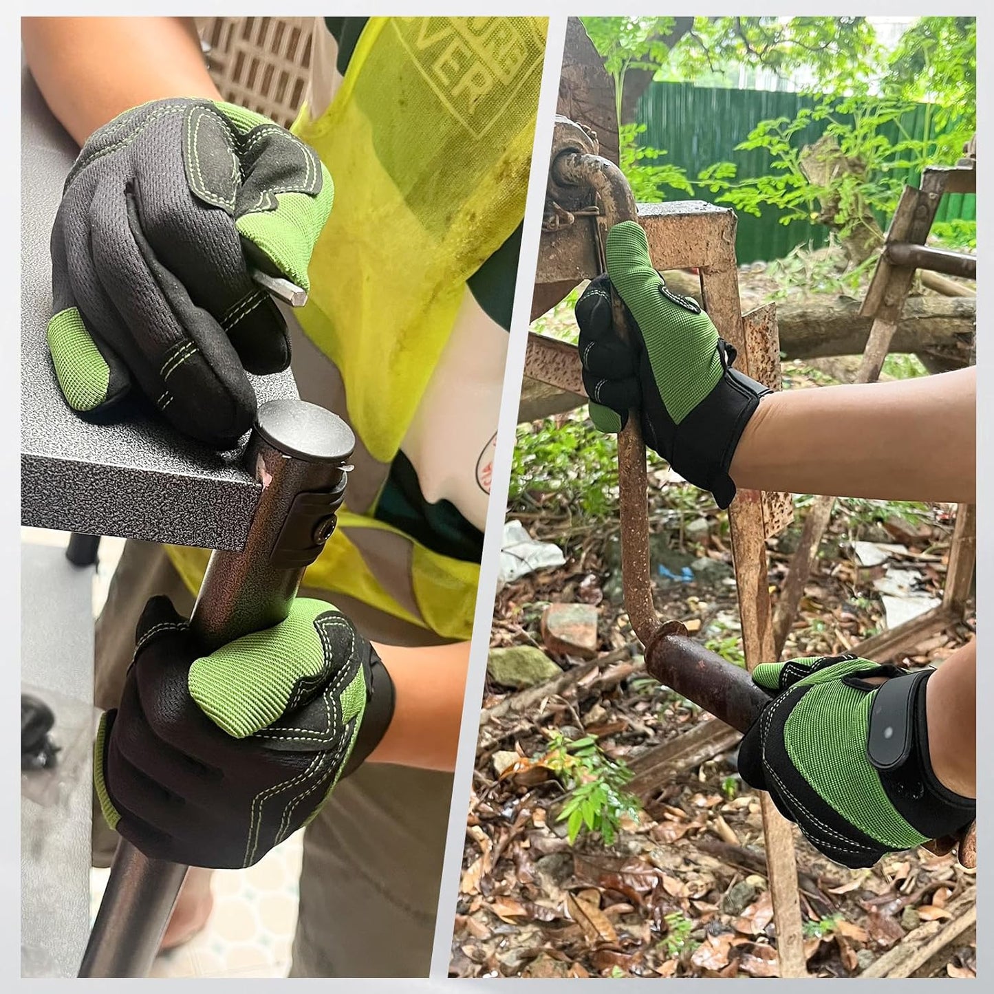 Synthetic Leather Spandex Mechanic Thorn Proof & Puncture Resistant Working Gloves with Touchscreen Support - Safety Work and Gardening Gloves for Men and Women