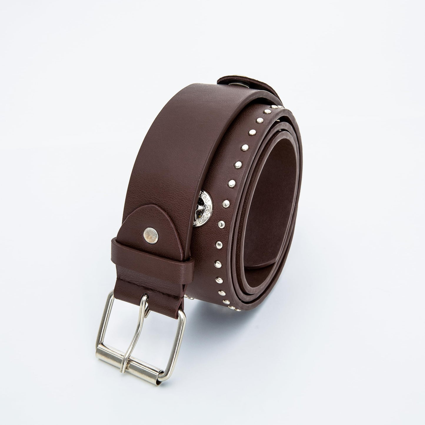 1PC Studded belt LED Y2K punk,suitable for activities or festivals, for both men and women(with LED lights embedded in the belt) (Brown)